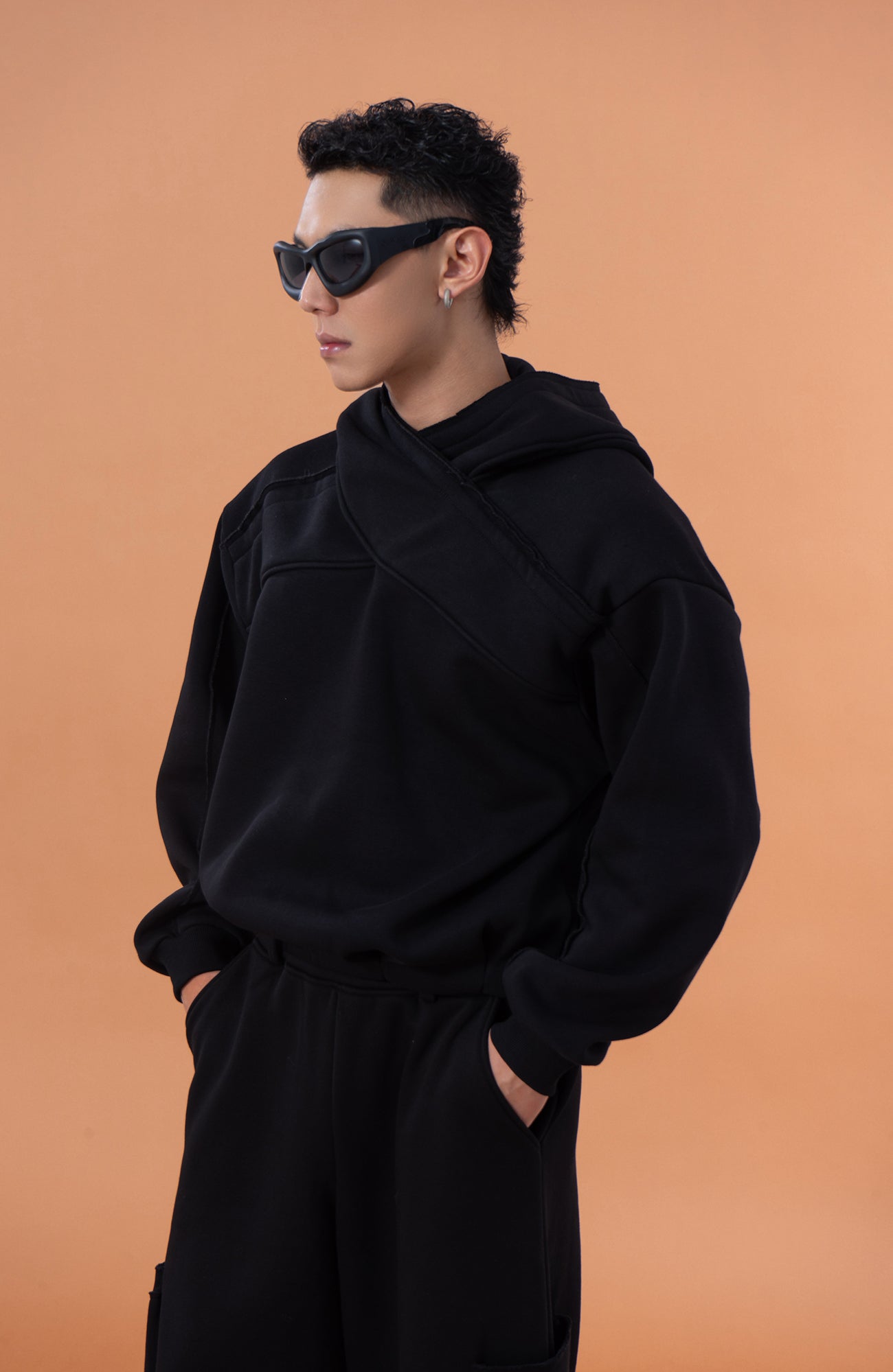 CLP Cross-Wrap Neck Oversized Sweatshirt
