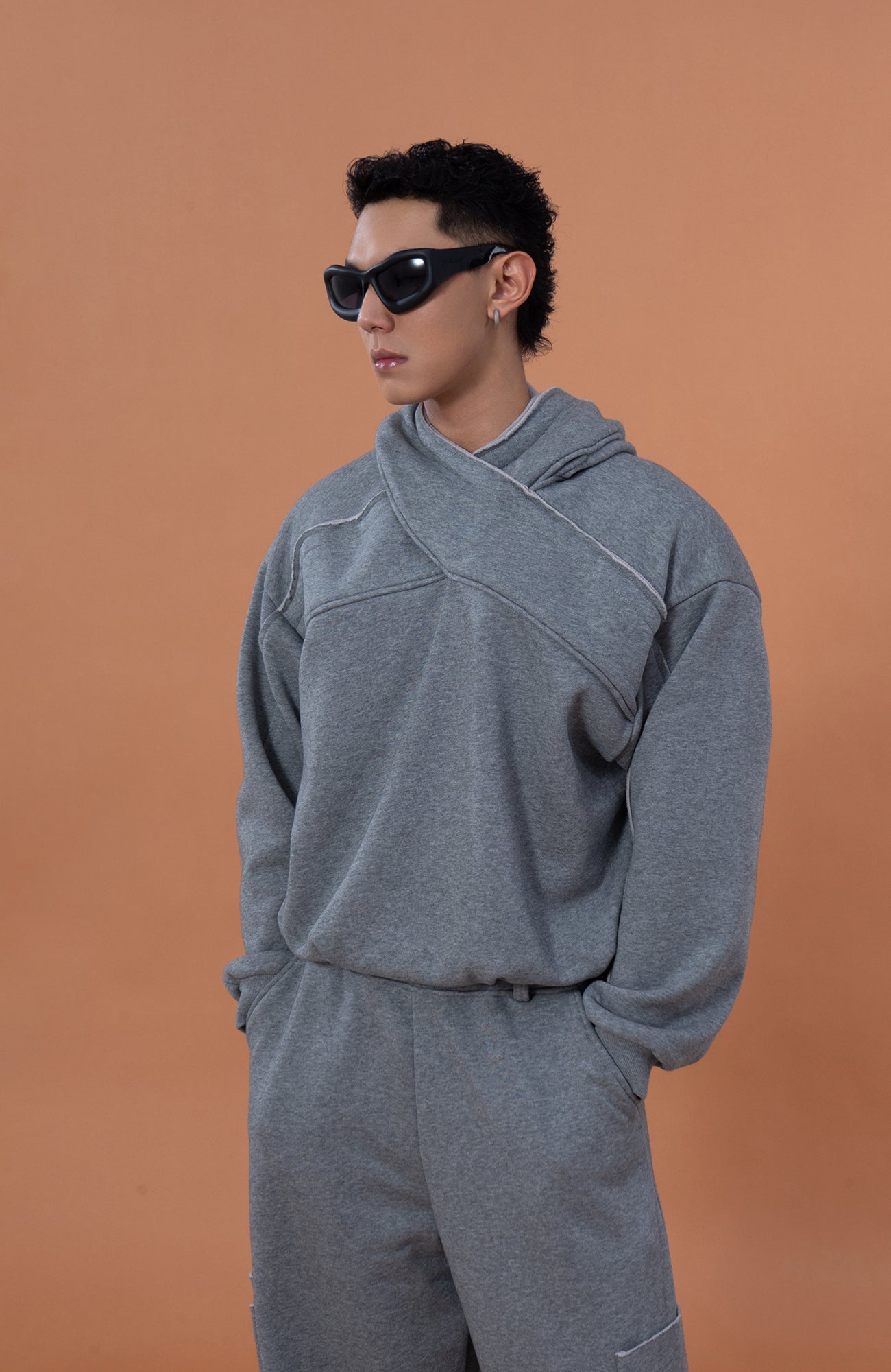 CLP Cross-Wrap Neck Oversized Sweatshirt