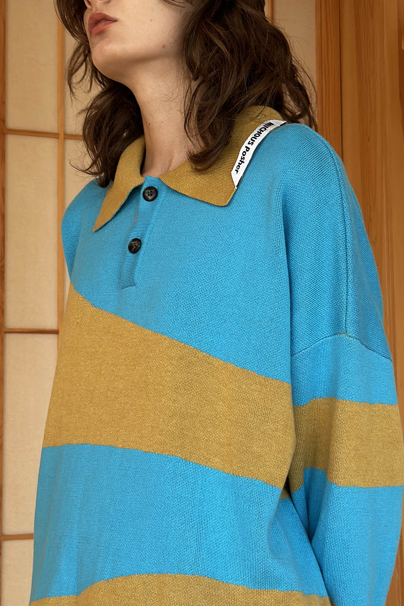 MIICHOUS Nature Magazine Ripple Stripe Polo Sweater