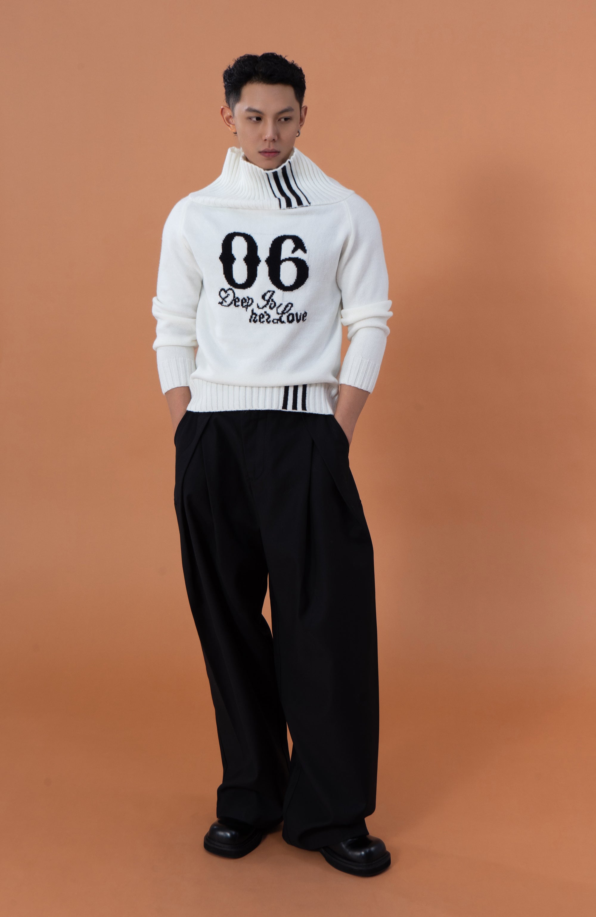 CLP Off-Shoulder Foldover Knit Sweater