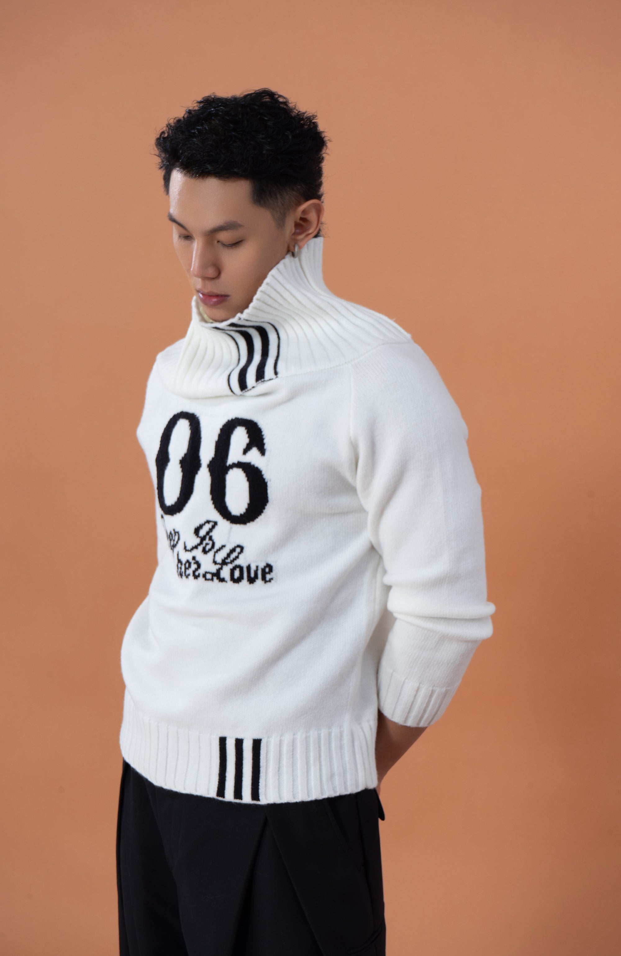 CLP Off-Shoulder Foldover Knit Sweater