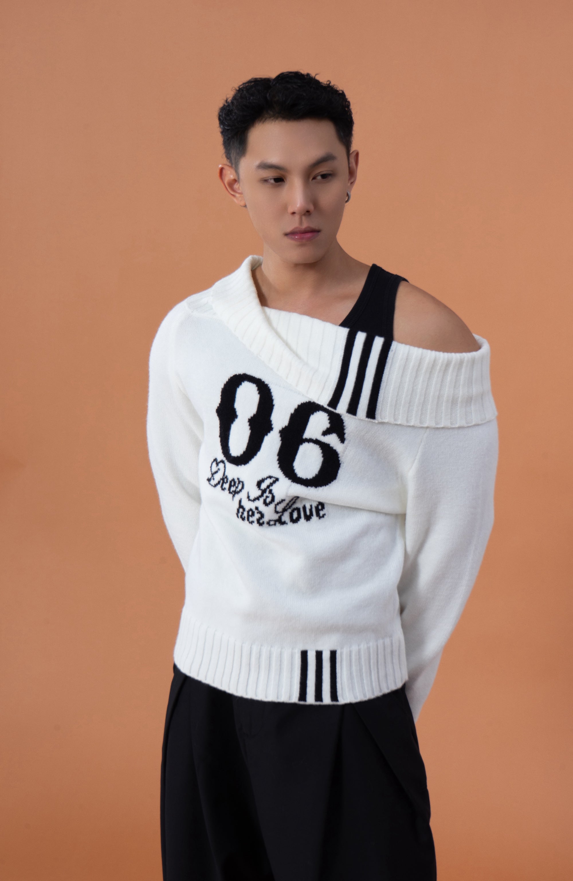 CLP Off-Shoulder Foldover Knit Sweater