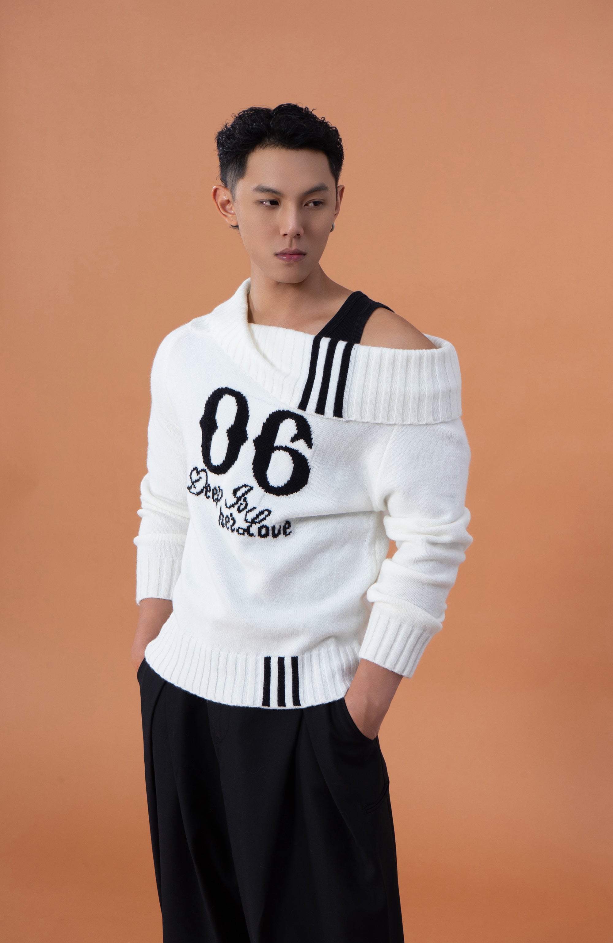 CLP Off-Shoulder Foldover Knit Sweater