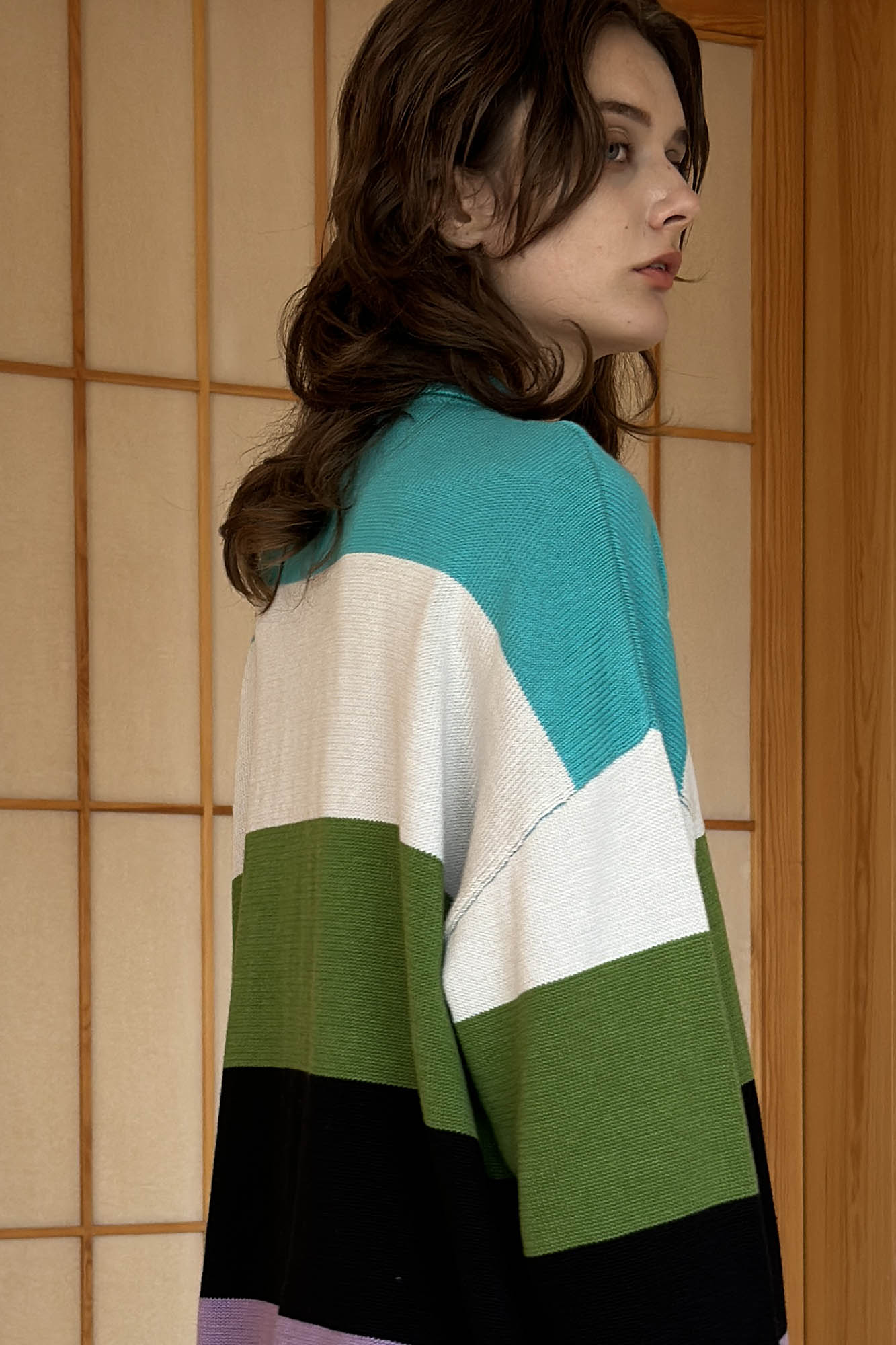 MIICHOUS Nature Magazine Wide-Stripe Polo Sweater