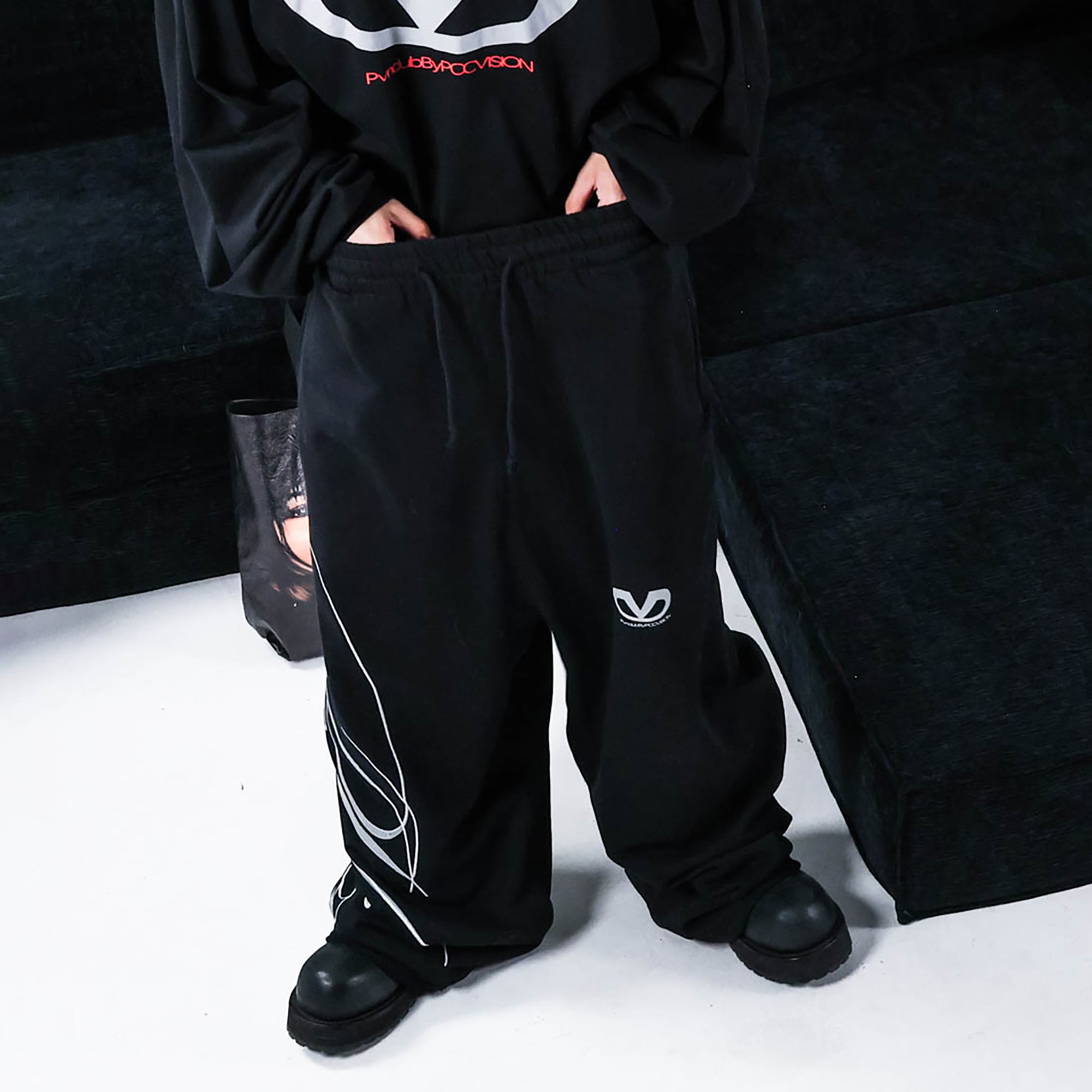 PCCVISION Embroidered Oversized Sweatpants