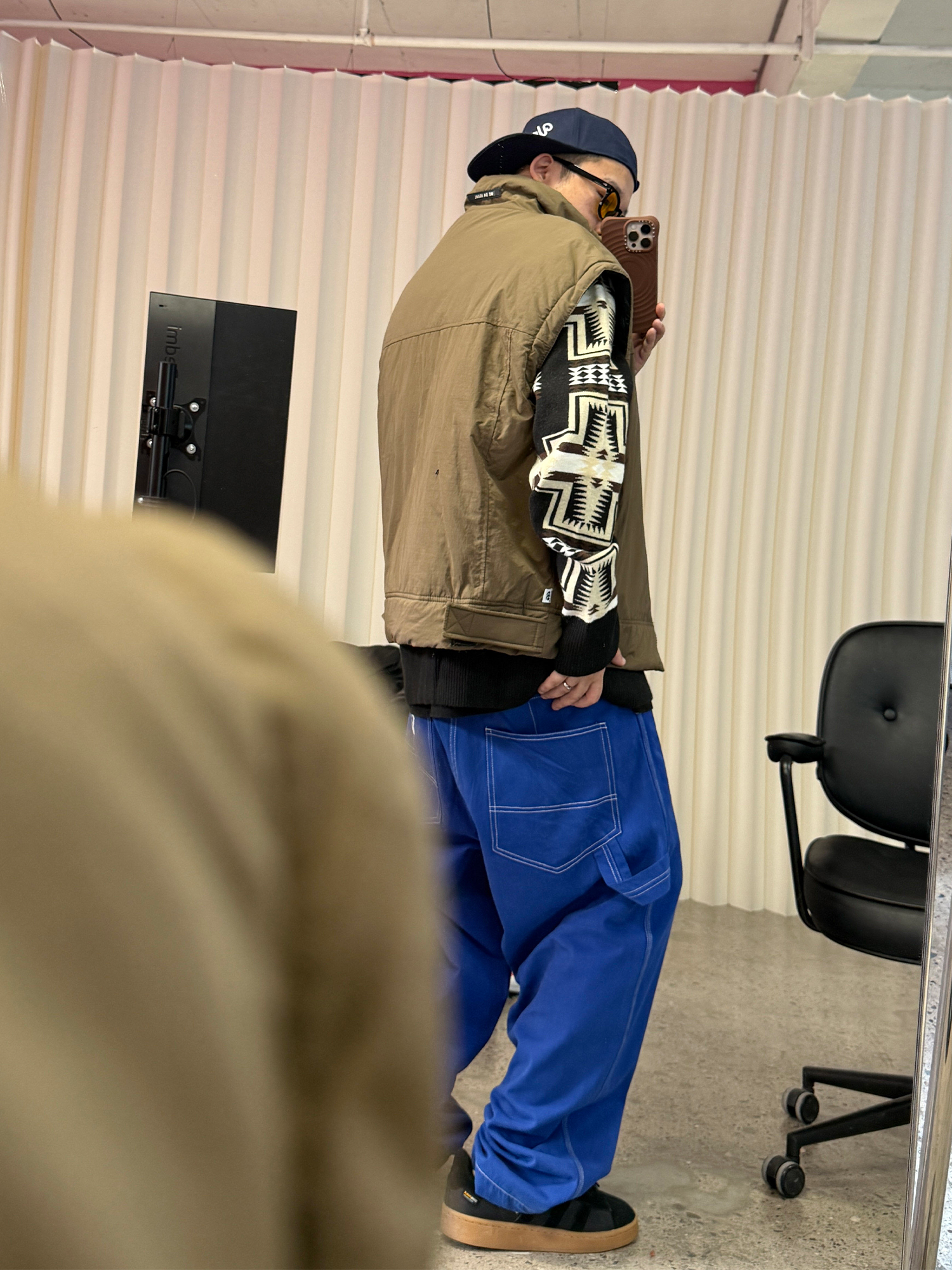 ME DA IGUAL Washed Contrast-Stitch Wide-Leg Pants