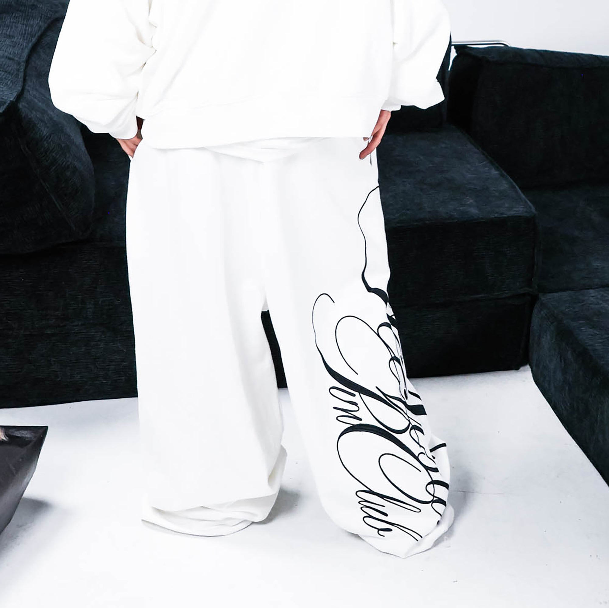 s*i様 Oversized Sweat Pants Produced by X PCCVISION Embroidered Oversized Sweatpants
