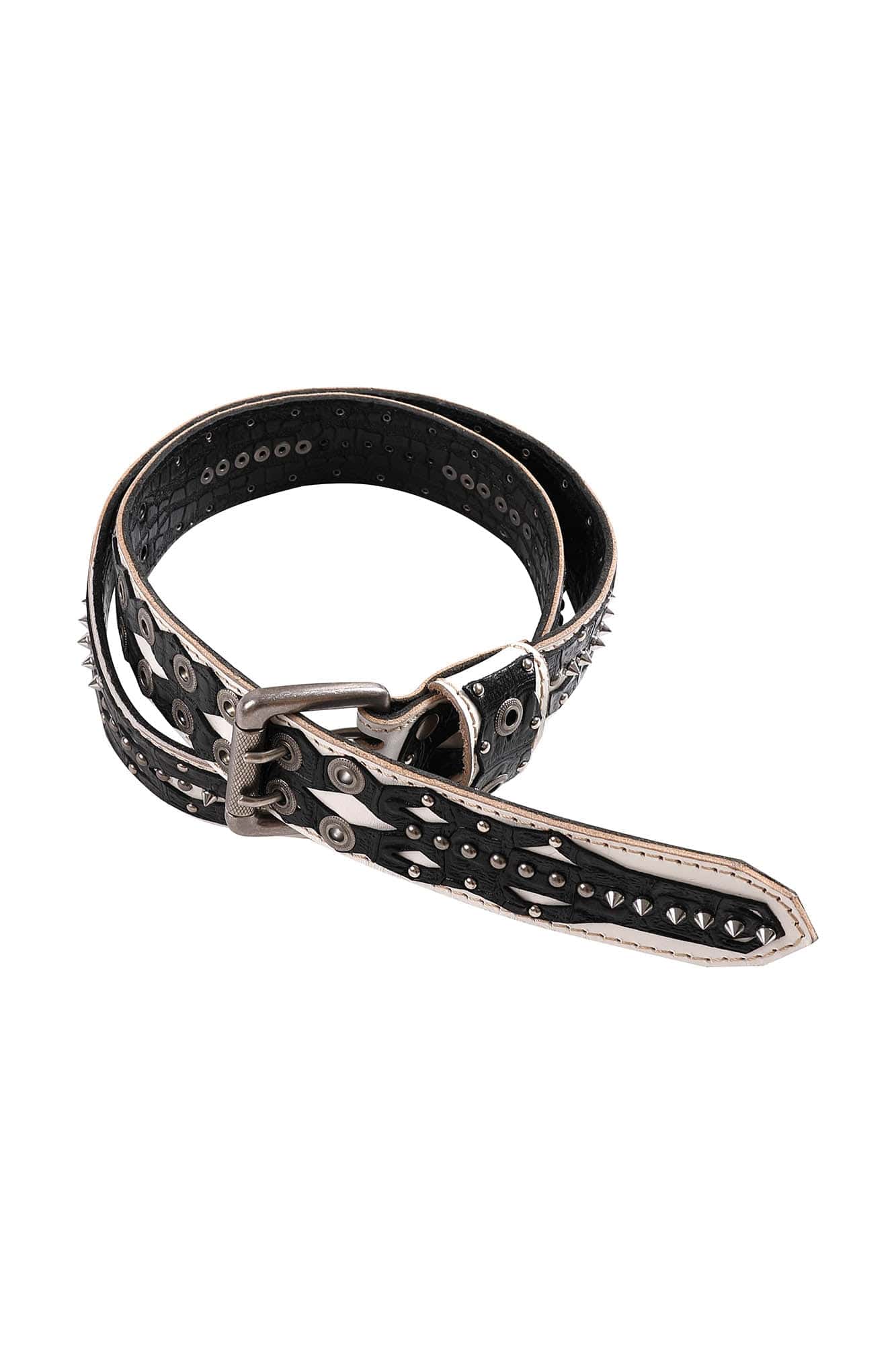 DND4DES Geometric Chain Studded Leather Belt