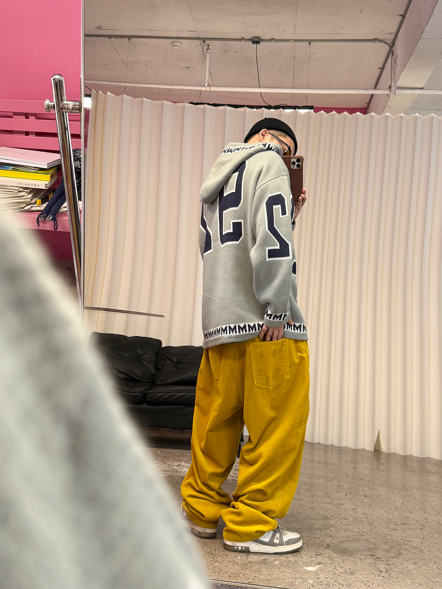 ME DA IGUAL Number-Jacquard Knit Zip Hoodie