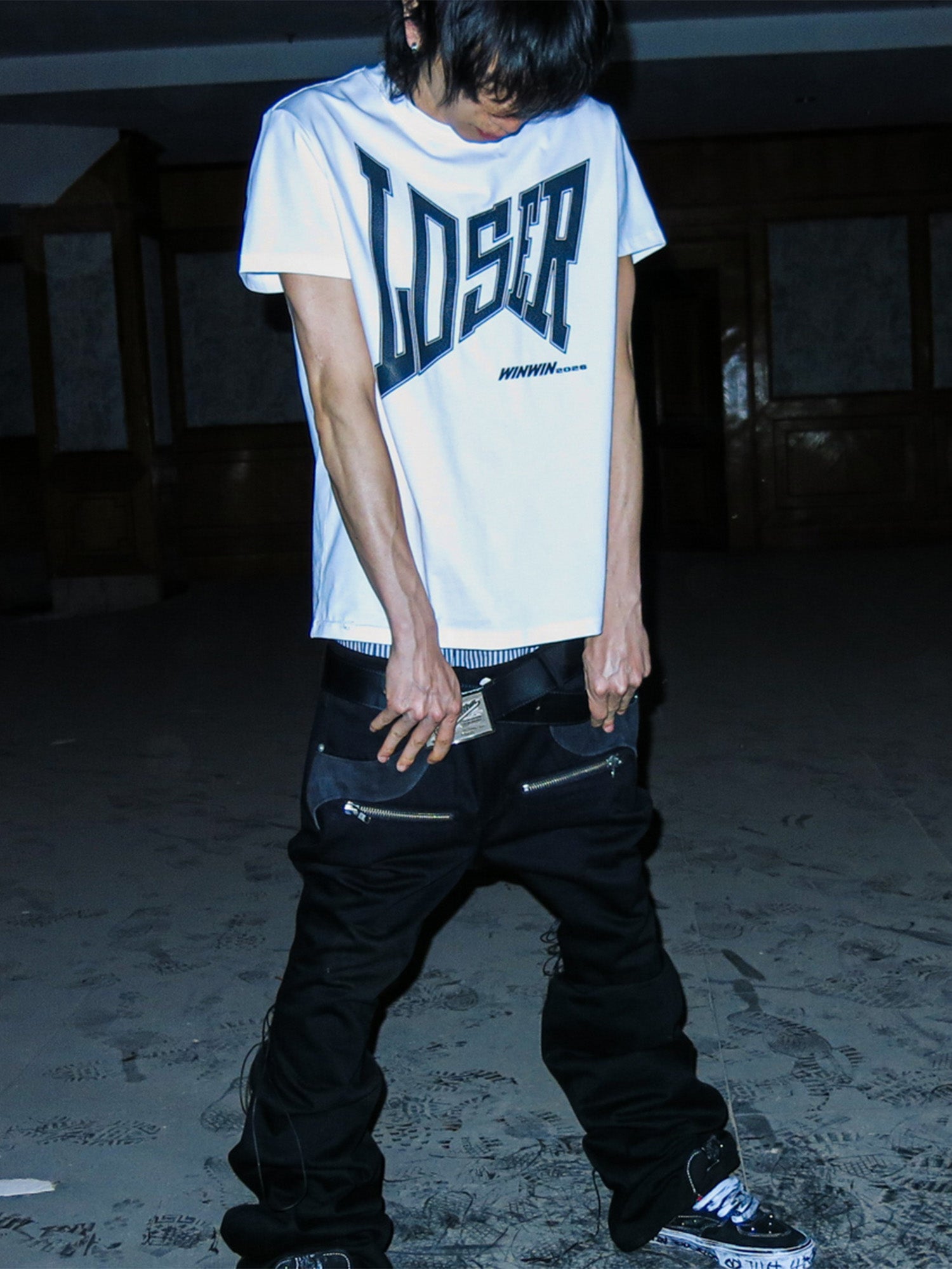 PCCVISION Lace-Up Zipper Flared Jeans, premium urban and streetwear designers apparel on PROJECTISR.com, PCCVISION