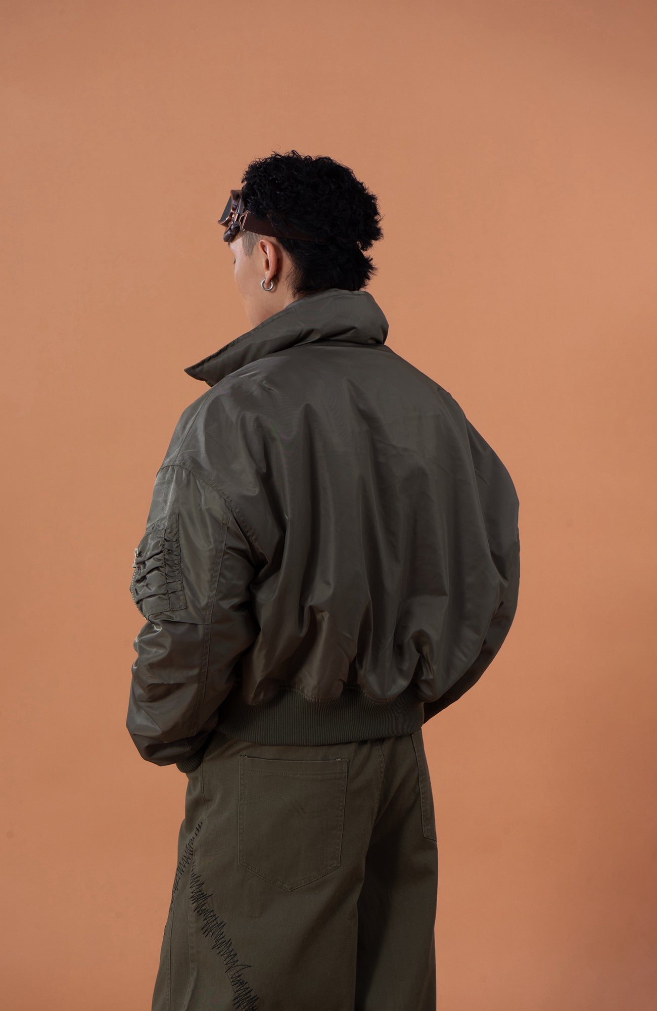 CLP Retro Hook-Clasp Cropped Utility Bomber