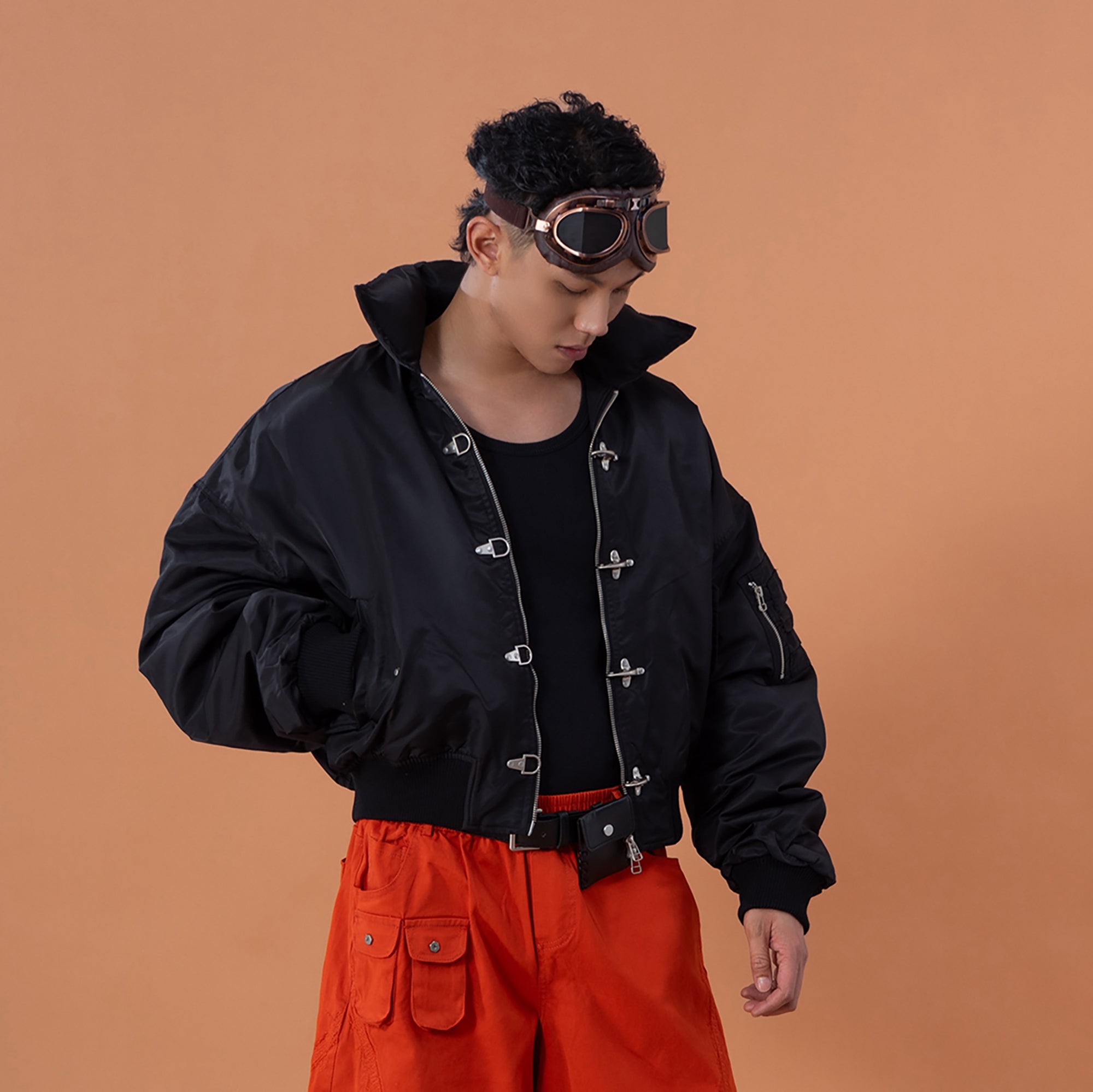 CLP Retro Hook-Clasp Cropped Utility Bomber