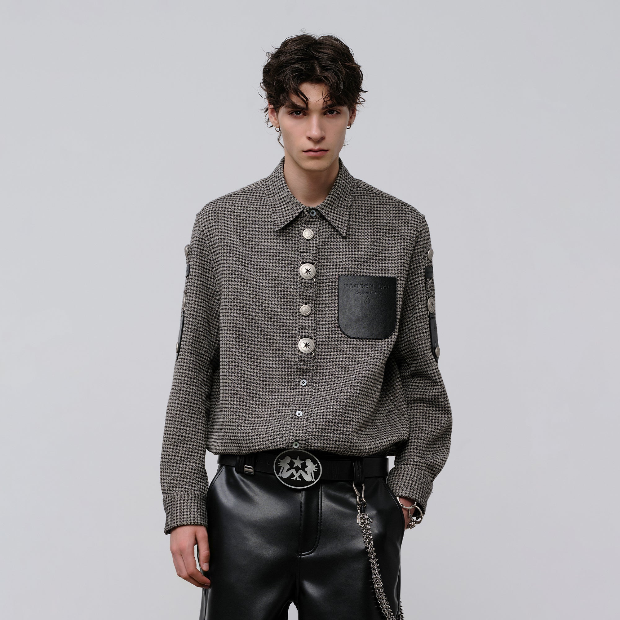 FACEONLAB Retro Gangster Graphic Shirt Gray, premium urban and streetwear designers apparel on PROJECTISR.com, FACEONLAB