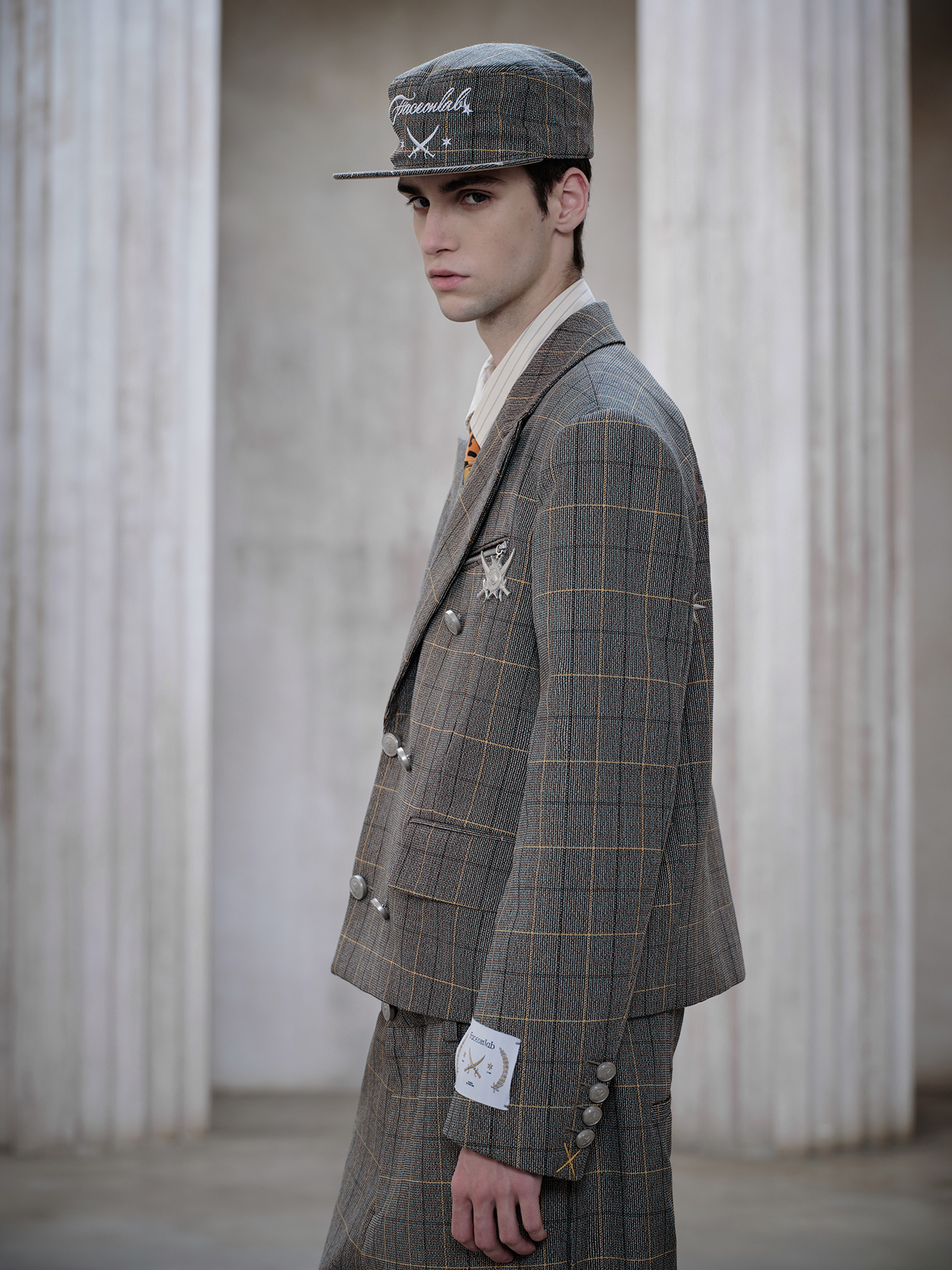 FACEONLAB Plaid Double-Breasted Blazer, premium urban and streetwear designers apparel on PROJECTISR.com, FACEONLAB