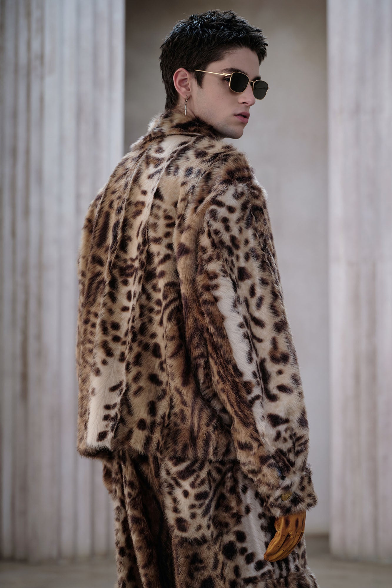 FACEONLAB Leopard Faux Fur Jacket