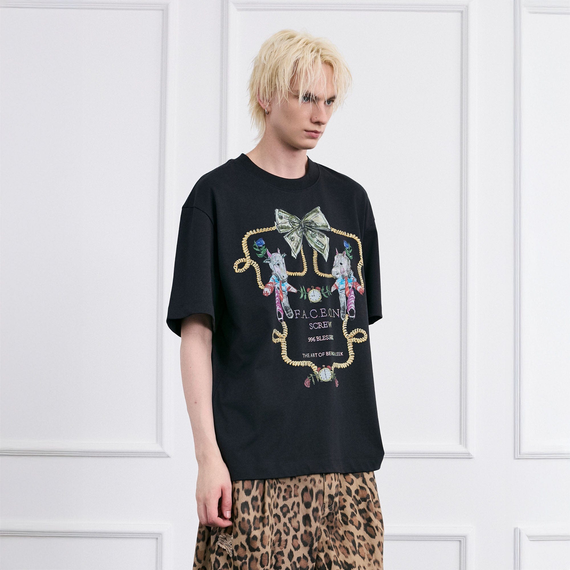 FACEONLAB Whimsical Cow and Horse T-Shirt, premium urban and streetwear designers apparel on PROJECTISR.com, FACEONLAB