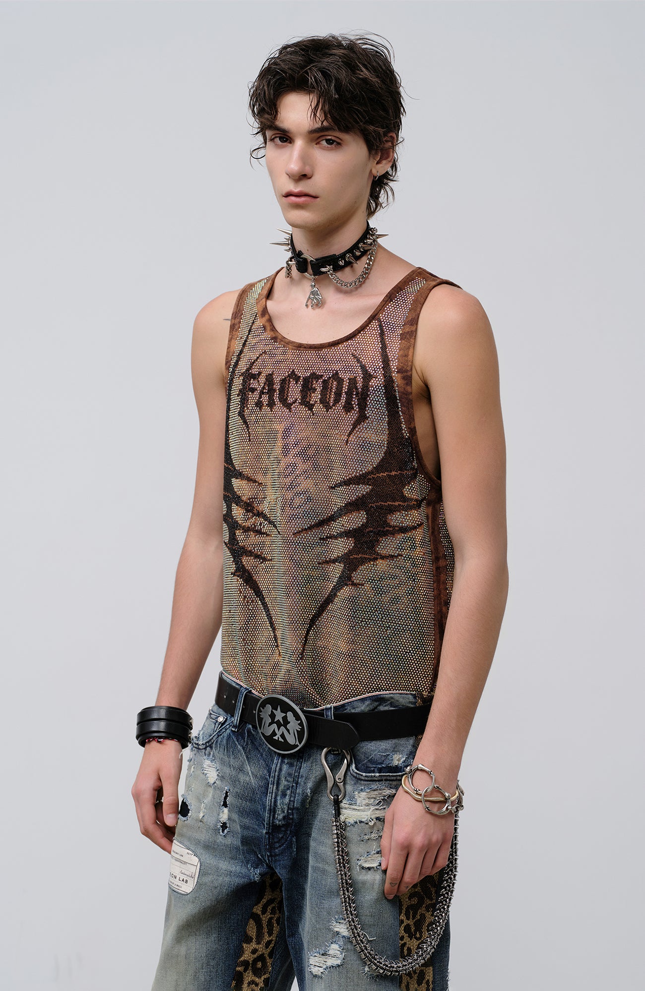 FACEONLAB Venom Diamond Punk Tank Leopard, premium urban and streetwear designers apparel on PROJECTISR.com, FACEONLAB