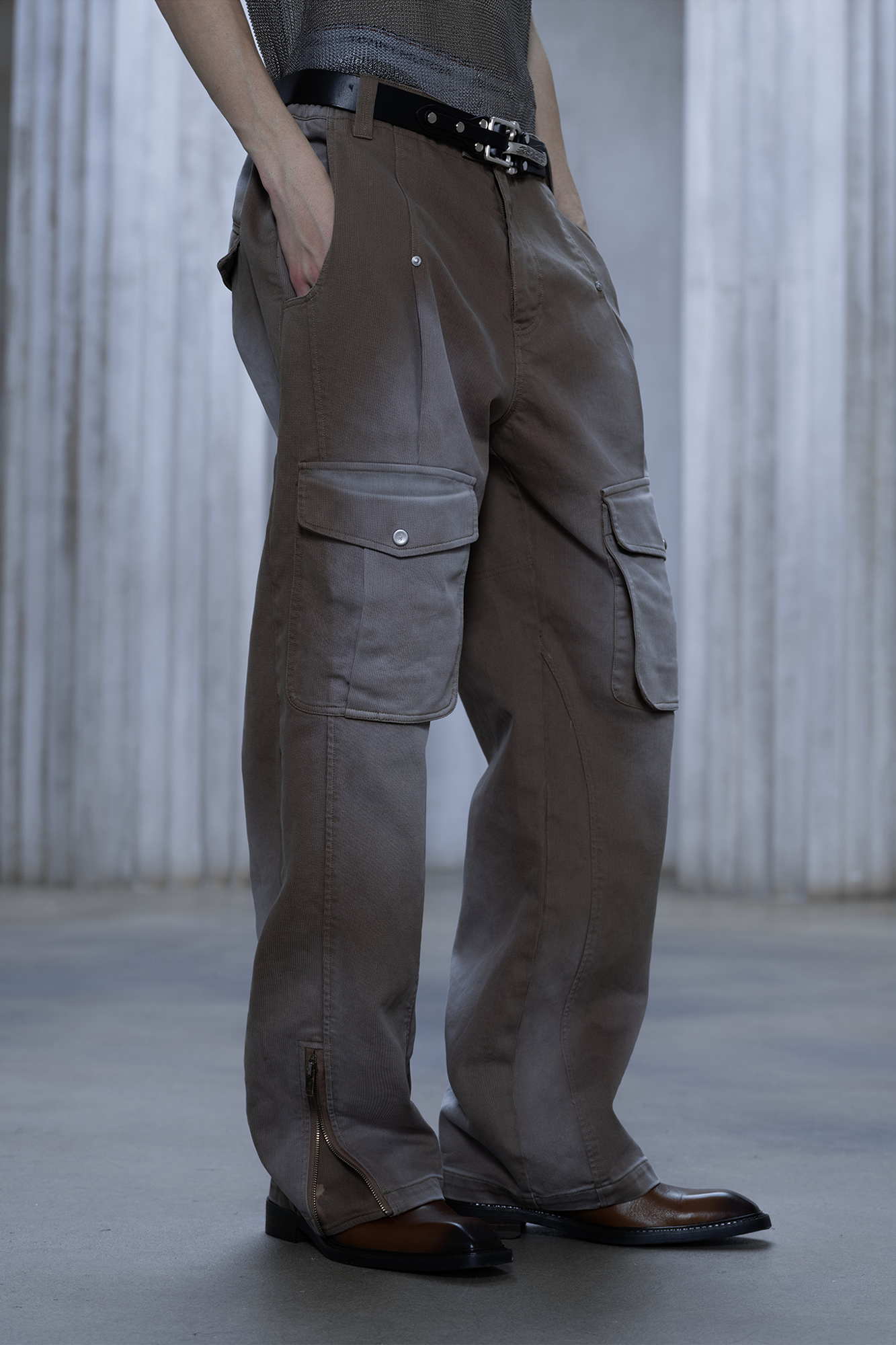 FACEONLAB Washed Utility Cargo Pants