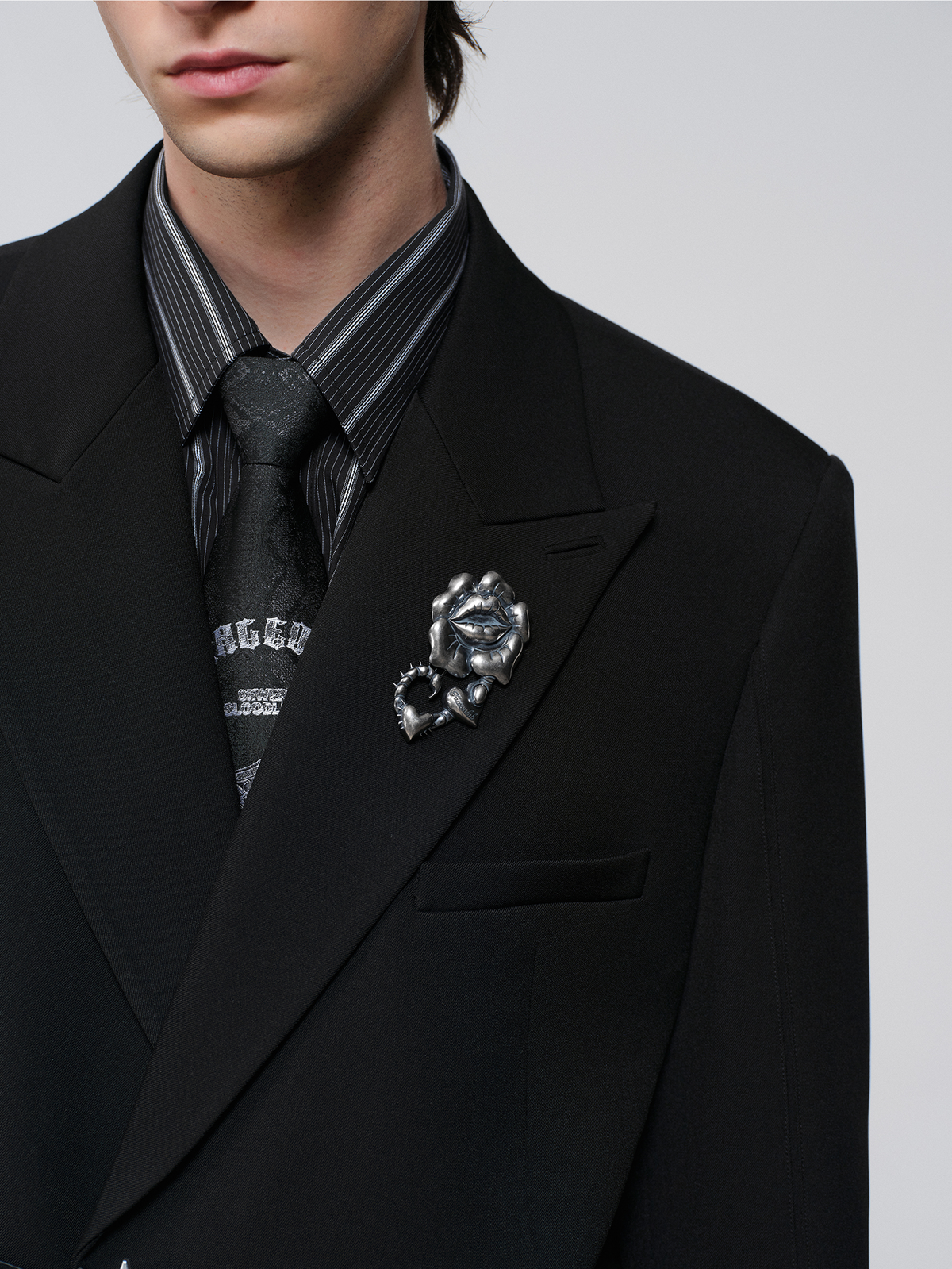 FACEONLAB Rose Brooch Asymmetric Belted Blazer