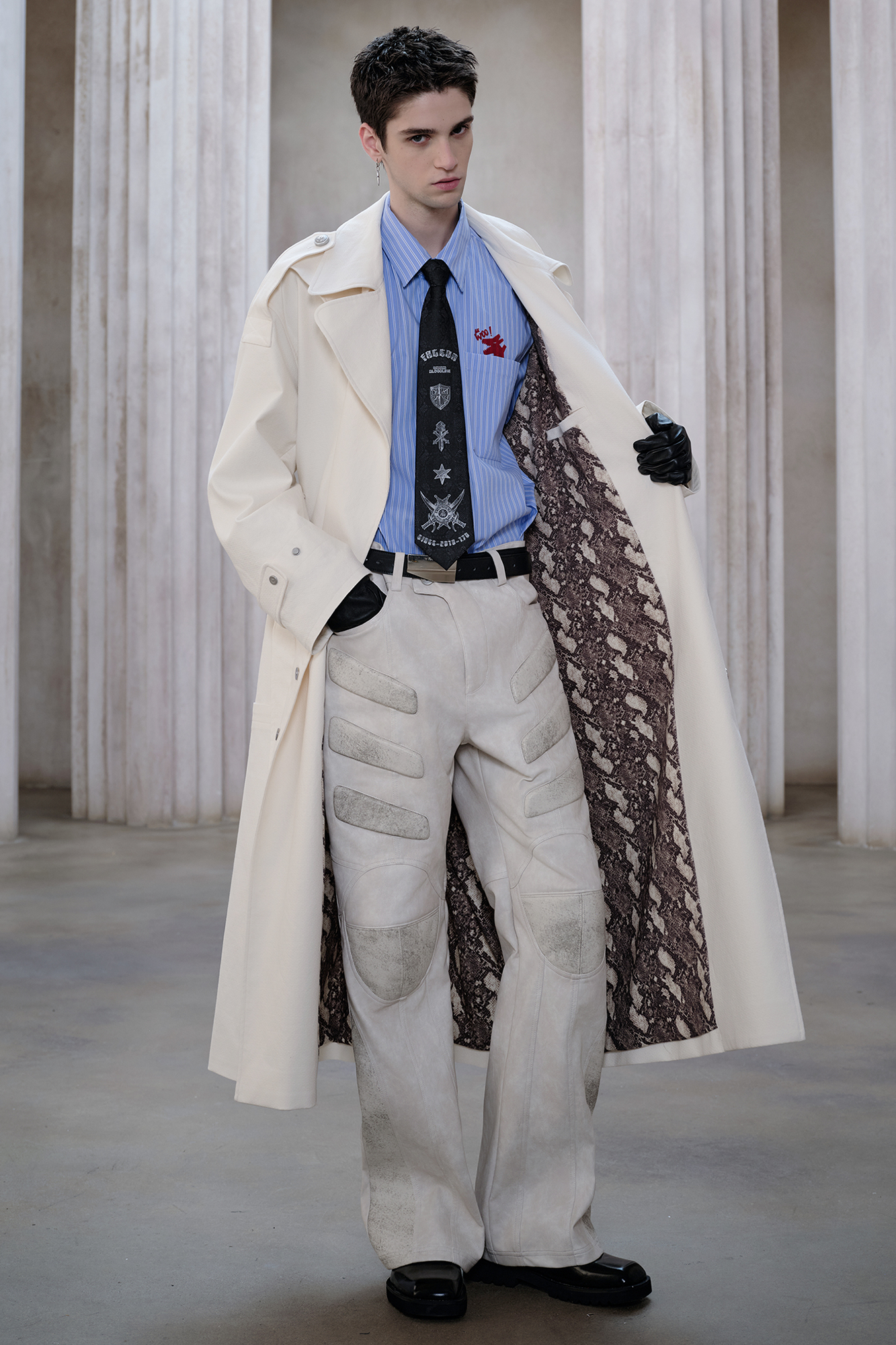 FACEONLAB Essential Military Trench Coat White