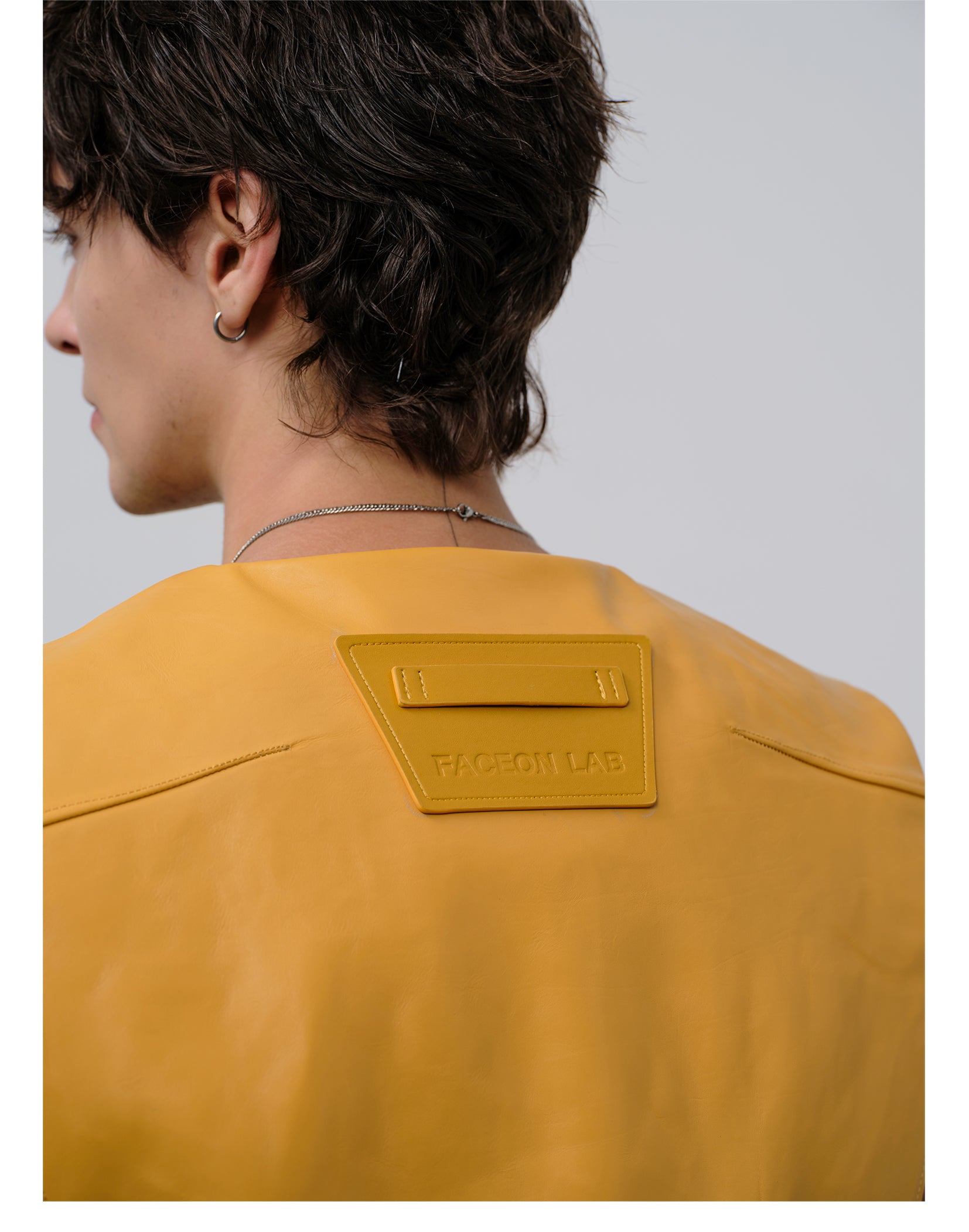 FACEONLAB Reversible Moto Leather Vest Orange, premium urban and streetwear designers apparel on PROJECTISR.com, FACEONLAB