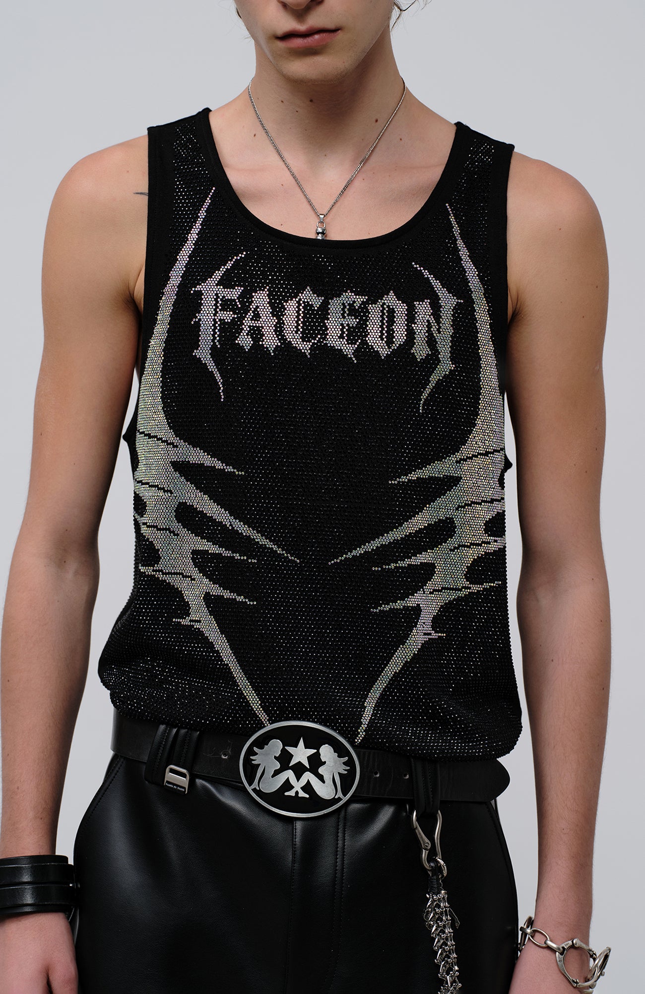 FACEONLAB Venom Diamond Punk Tank Black, premium urban and streetwear designers apparel on PROJECTISR.com, FACEONLAB
