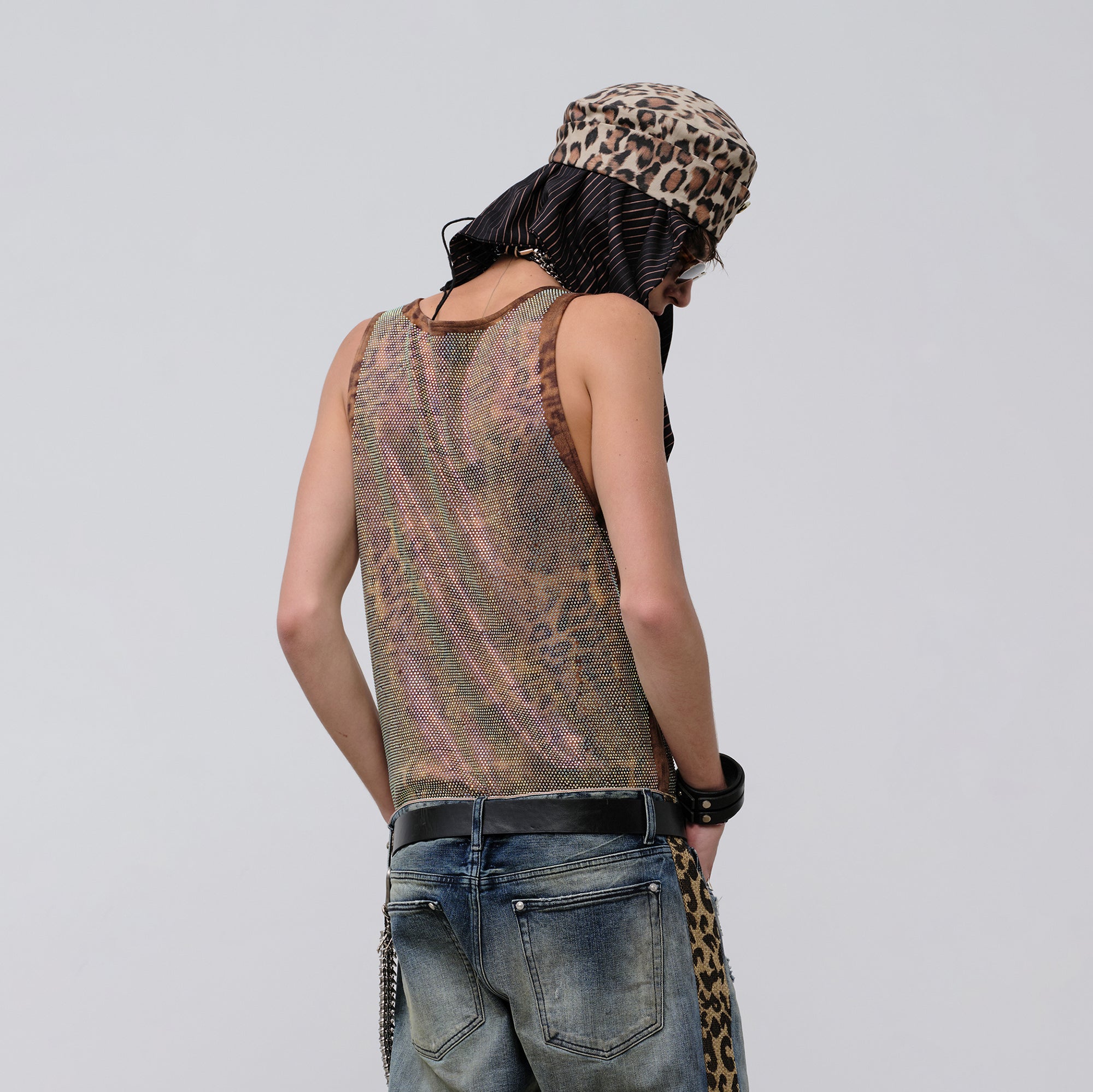 FACEONLAB Venom Diamond Punk Tank Leopard, premium urban and streetwear designers apparel on PROJECTISR.com, FACEONLAB