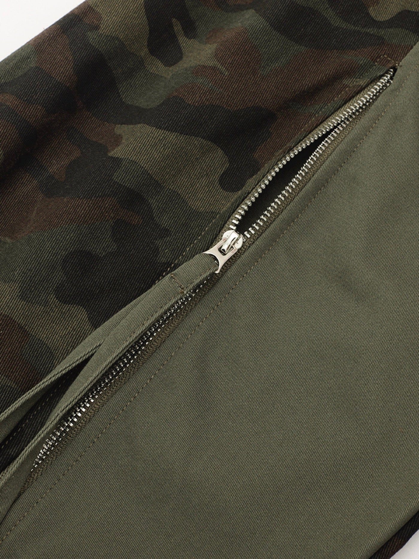 DND4DES Spliced Camouflage Bandage Zipper Cargo, premium urban and streetwear designers apparel on PROJECTISR.com, DND4DES