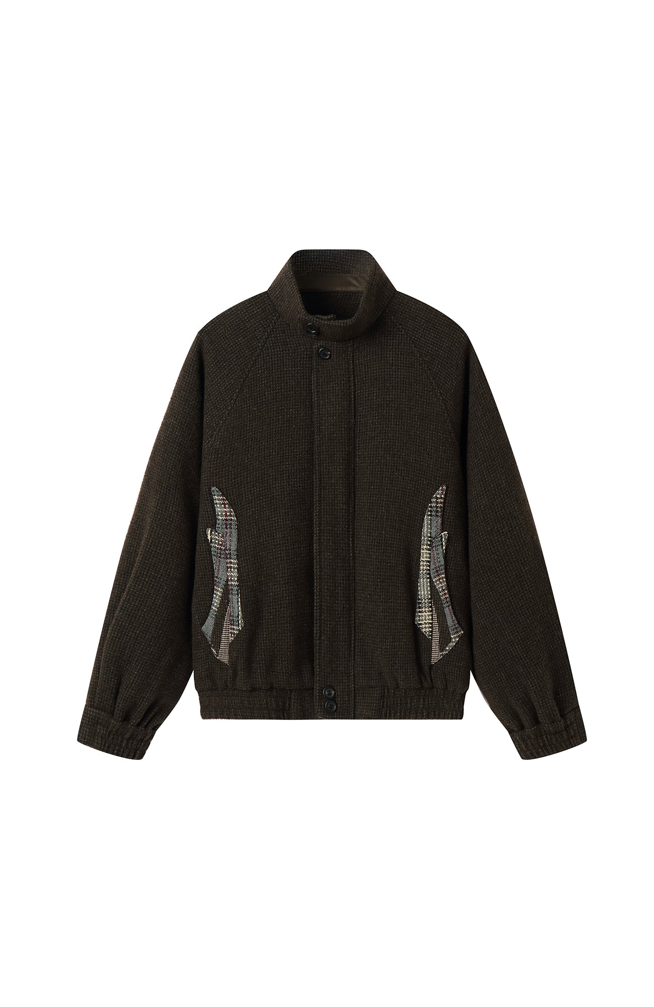 MOITIEDEPETALE Plaid Panels Wool-Blend Jacket