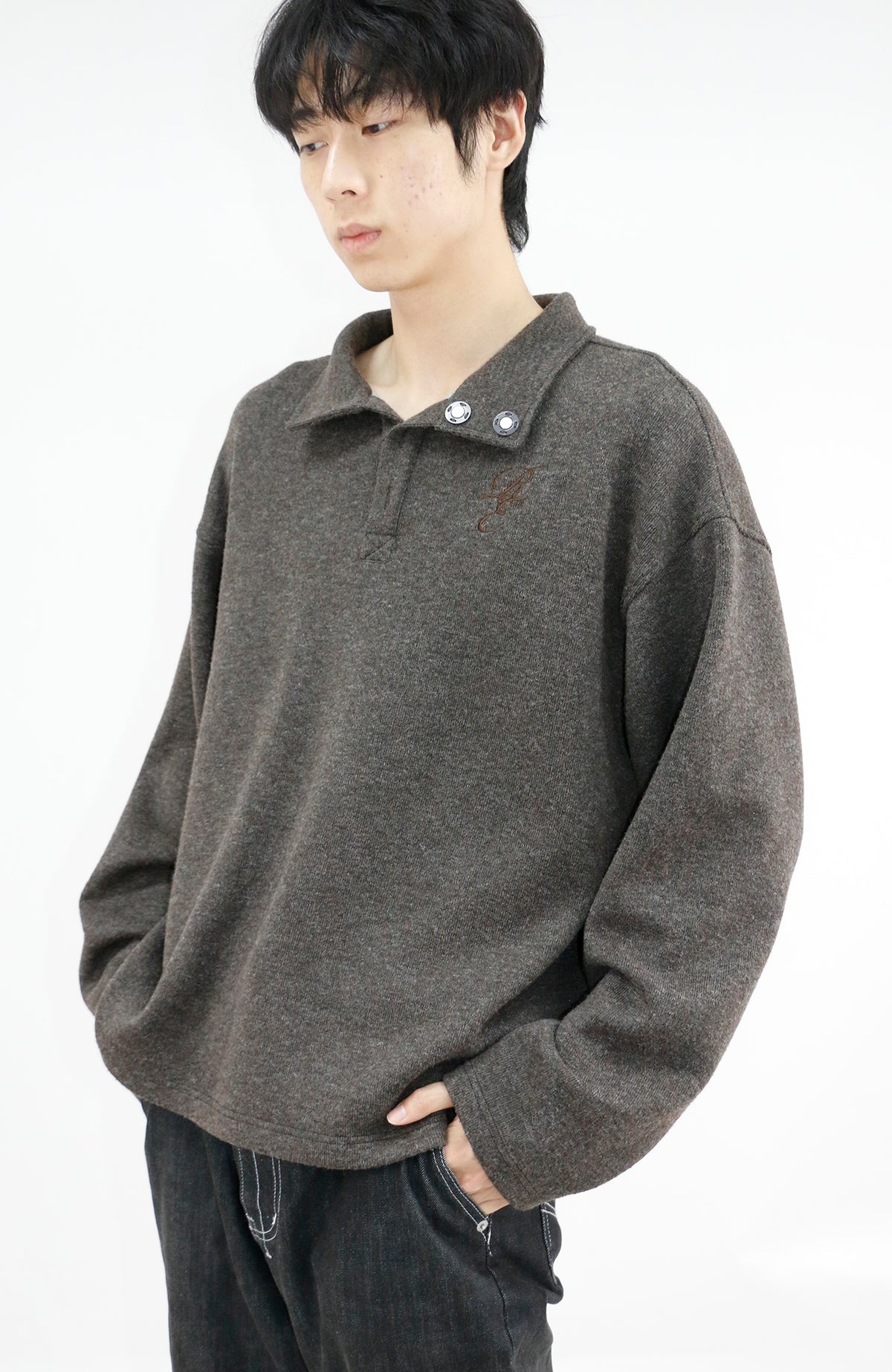 RELABEL Embroidered Magnetic Turtleneck Wool Sweater