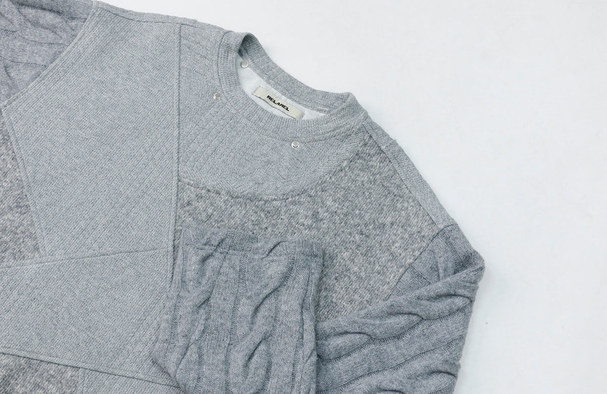 RELABEL Deconstructed Spliced Wool-Blend Textured Sweater