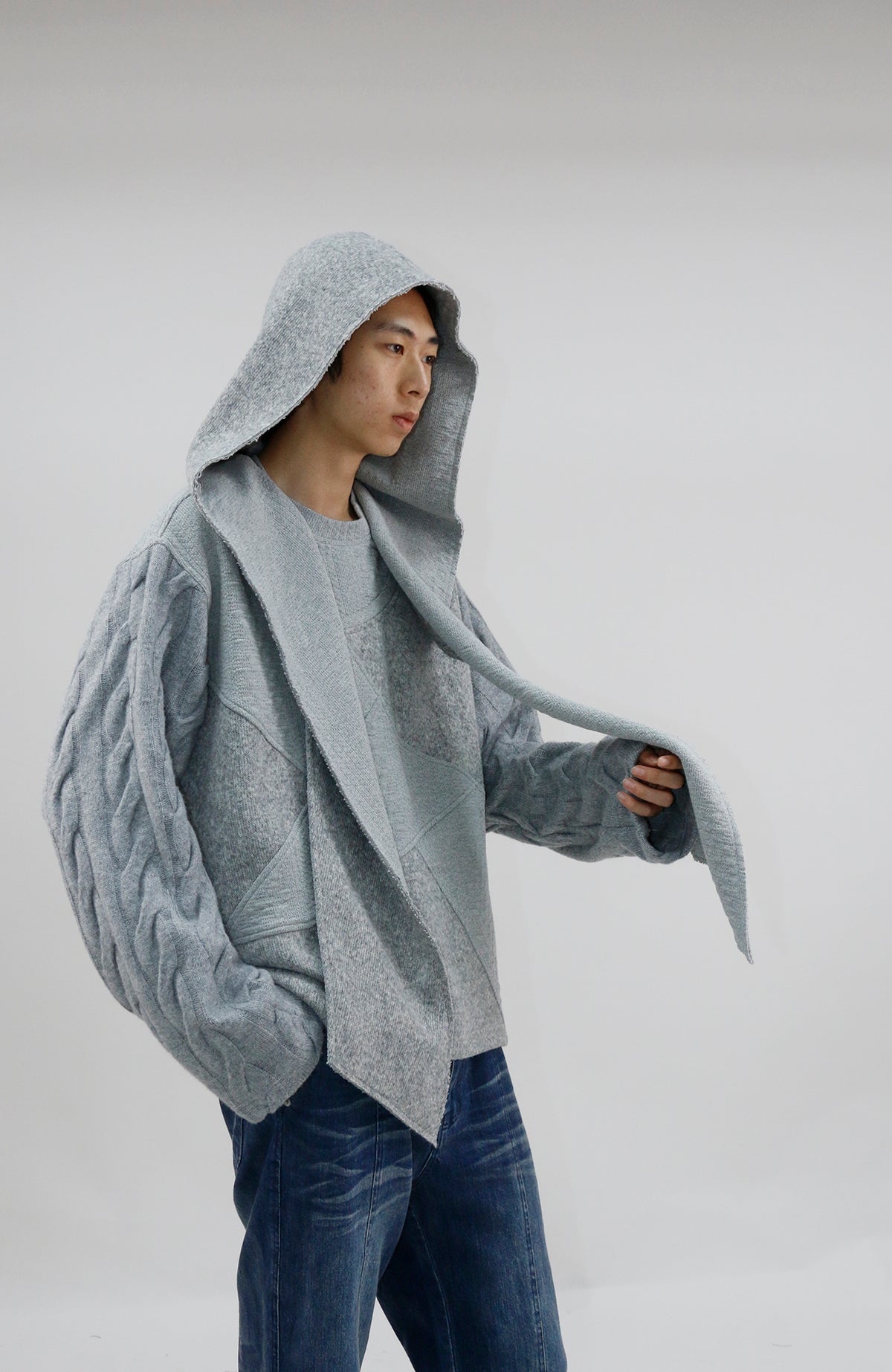 RELABEL Deconstructed Spliced Wool-Blend Textured Sweater