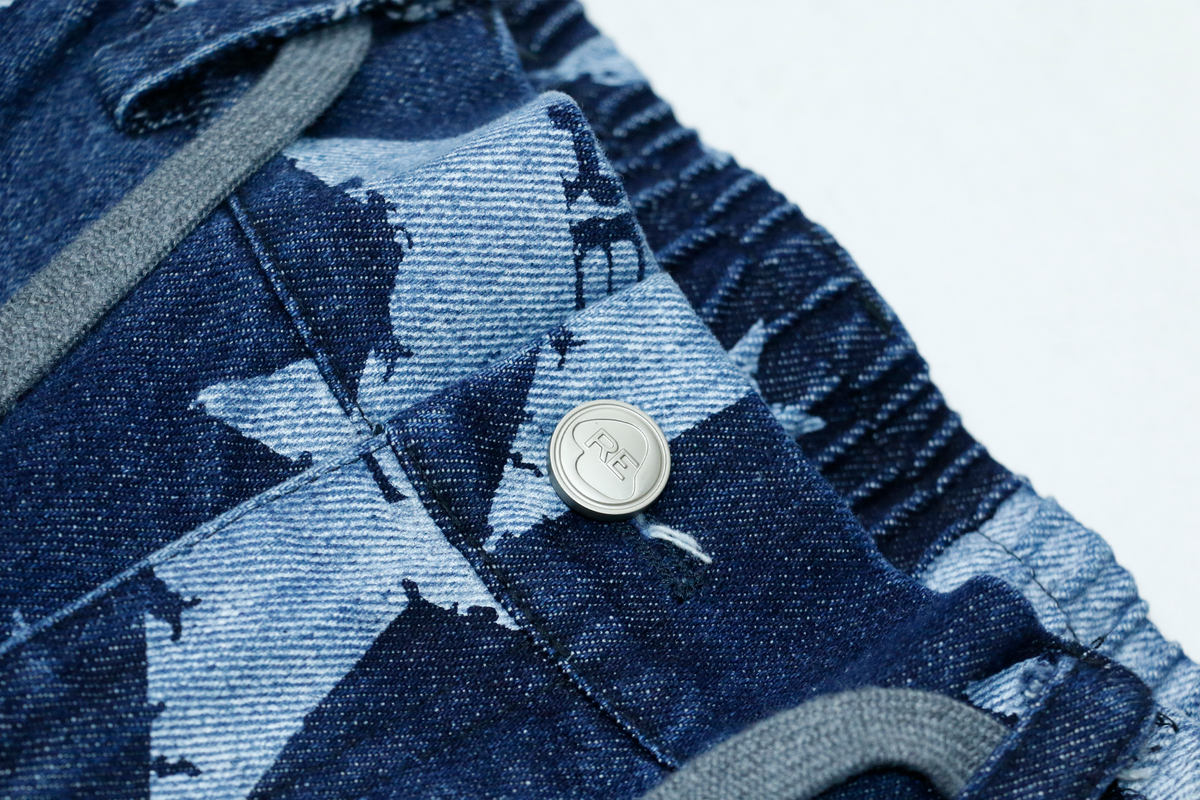 RELABEL Washed Star Full-Print Pleated Wide-Leg Jeans