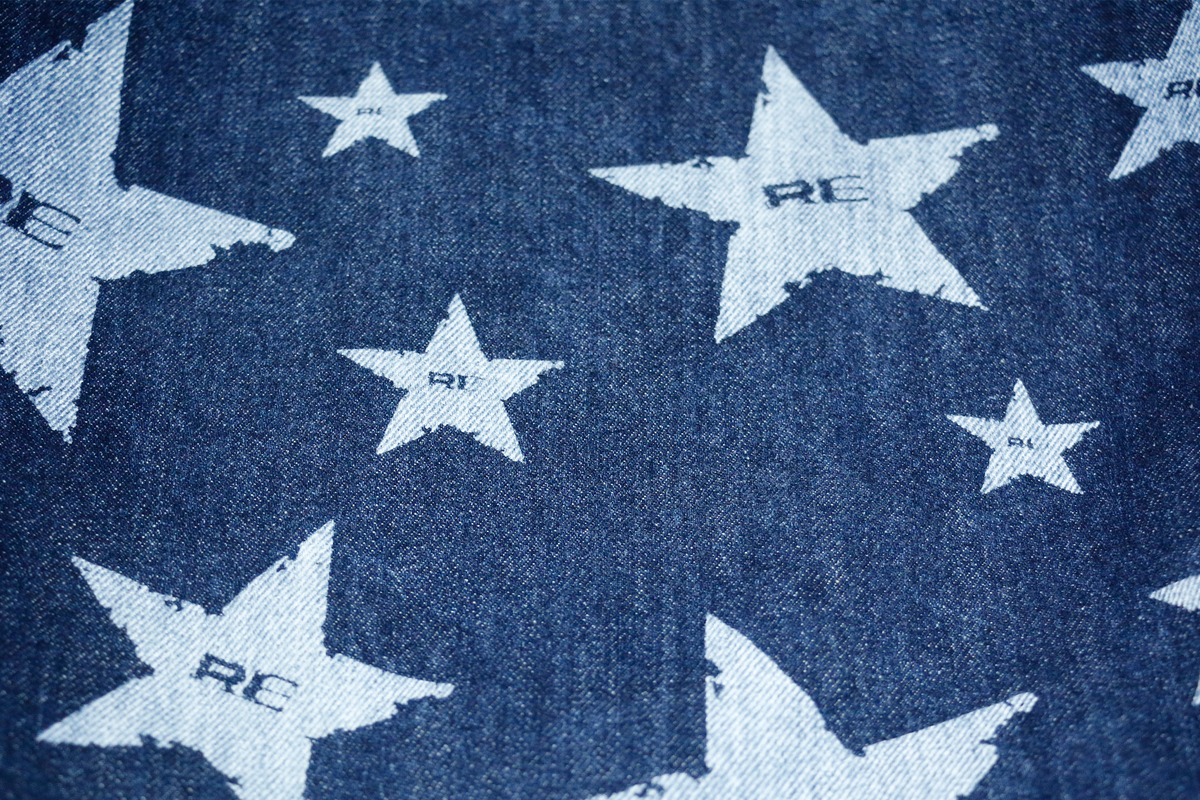 RELABEL Washed Star Full-Print Pleated Wide-Leg Jeans