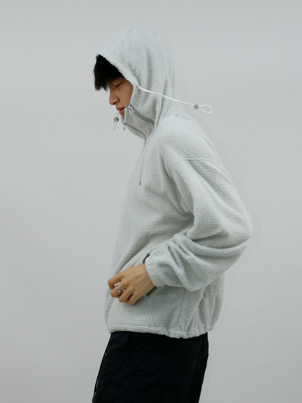 RELABEL Deconstructed Spliced Fleece Hooded Jacket