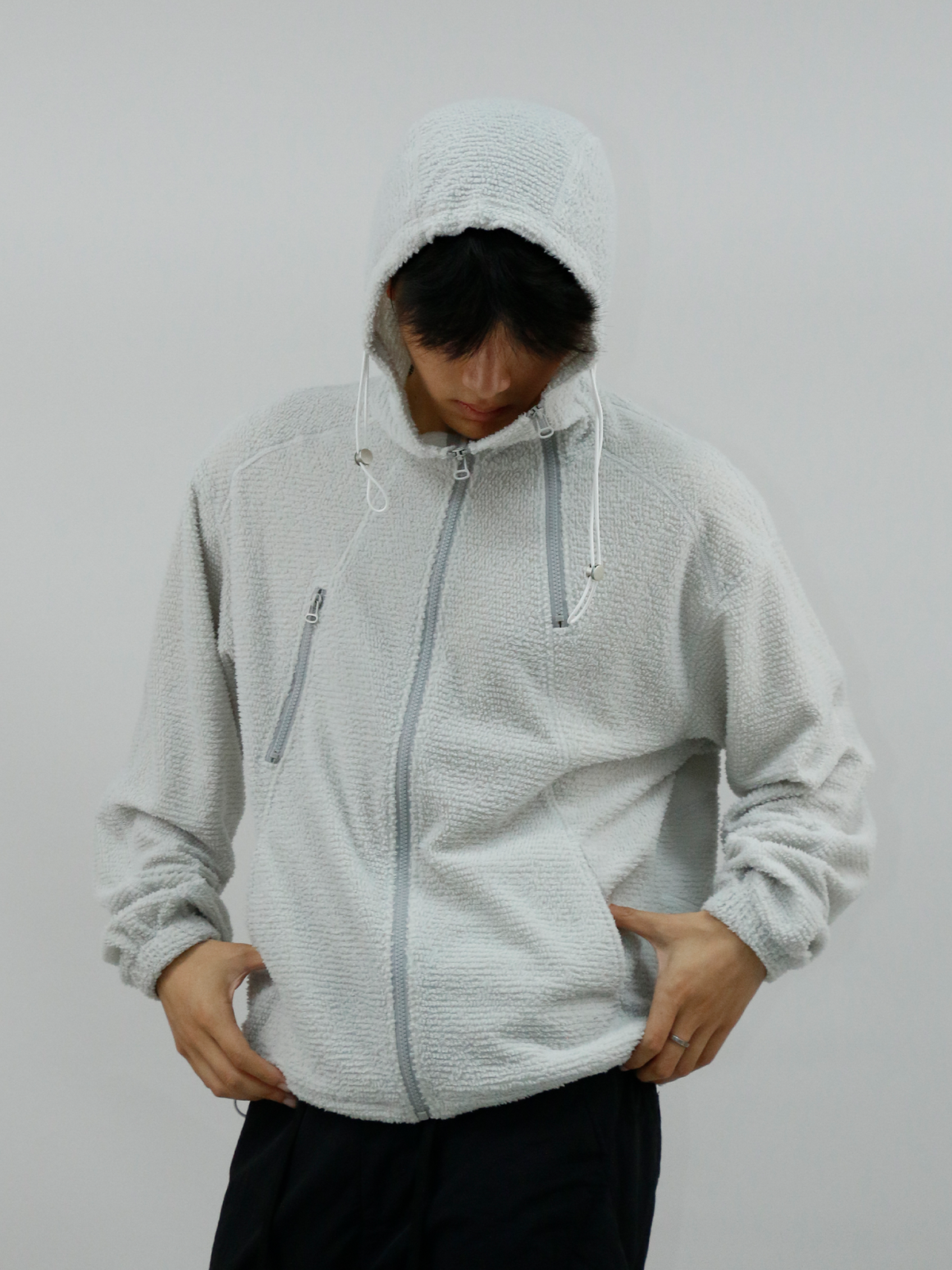 RELABEL Deconstructed Spliced Fleece Hooded Jacket