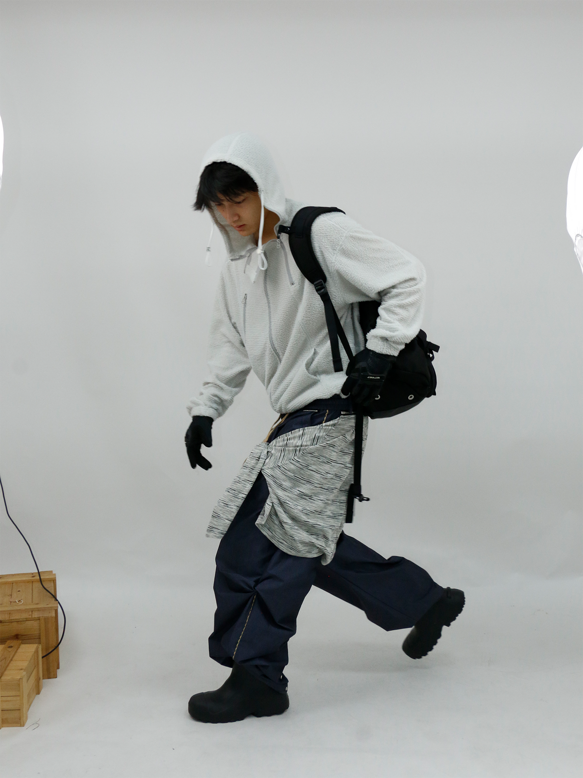 RELABEL Deconstructed Spliced Fleece Hooded Jacket