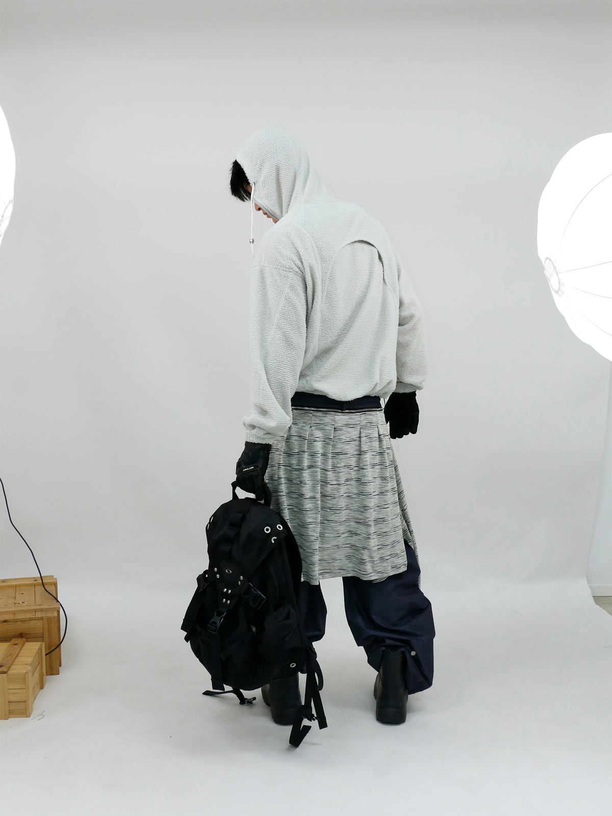 RELABEL Deconstructed Spliced Fleece Hooded Jacket