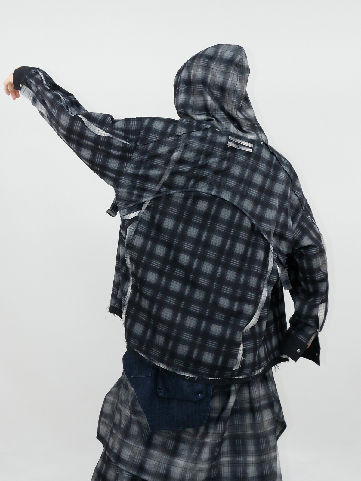 RELABEL Plaid Layered Oversized Hooded Shirt