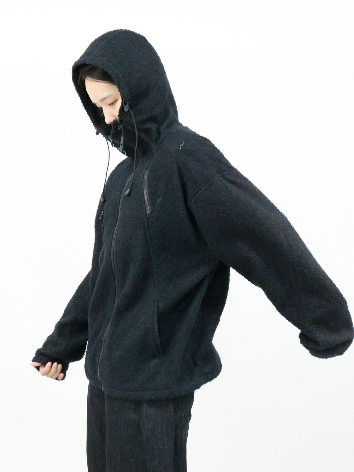 RELABEL Deconstructed Spliced Fleece Hooded Jacket