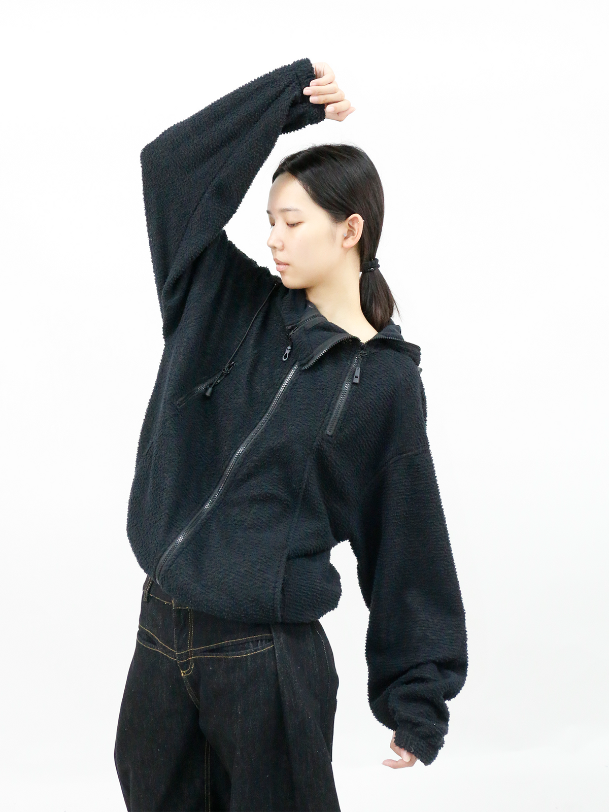 RELABEL Deconstructed Spliced Fleece Hooded Jacket