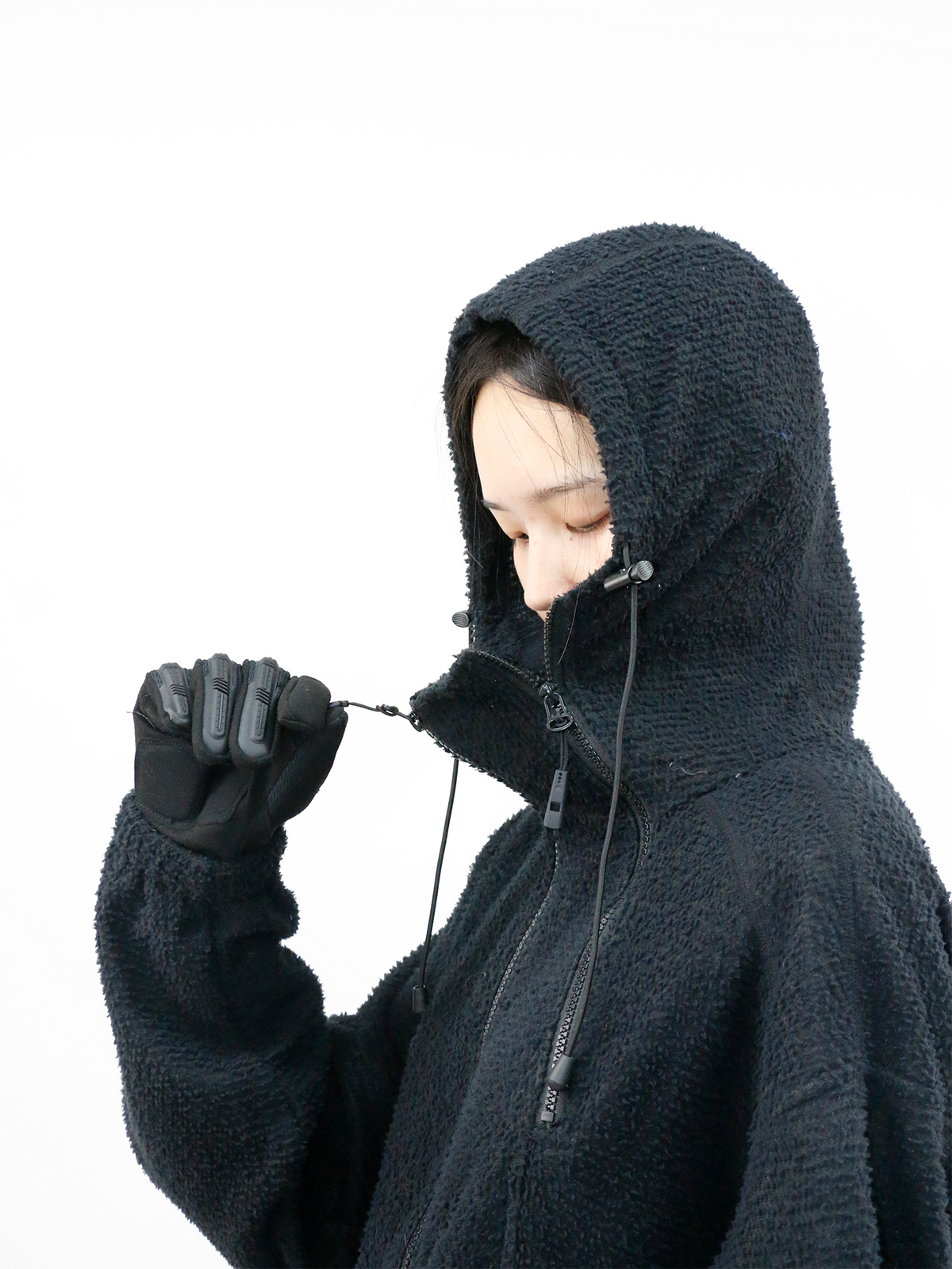 RELABEL Deconstructed Spliced Fleece Hooded Jacket