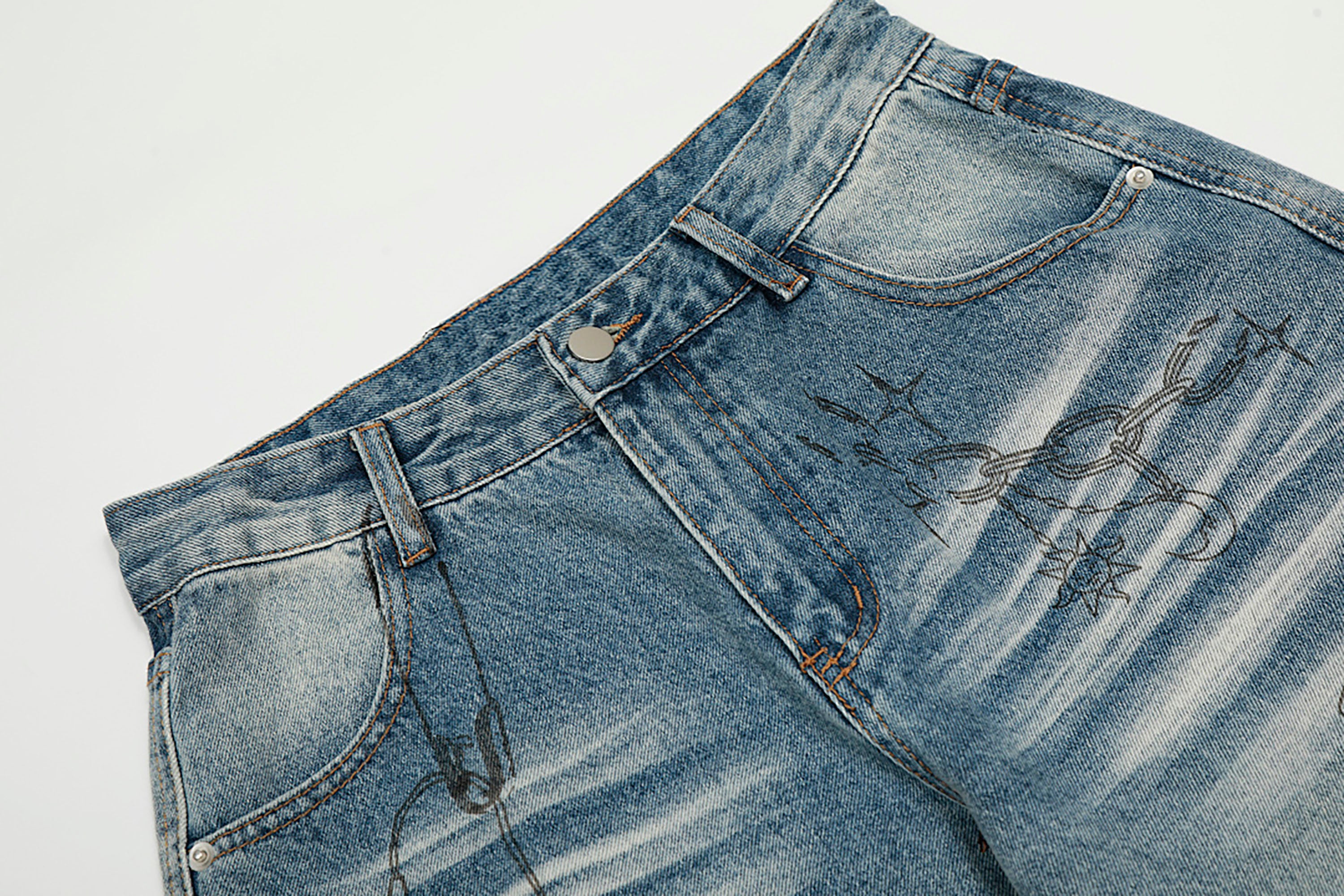 CLP Washed Graffiti Jeans, premium urban and streetwear designers apparel on PROJECTISR.com, CLP