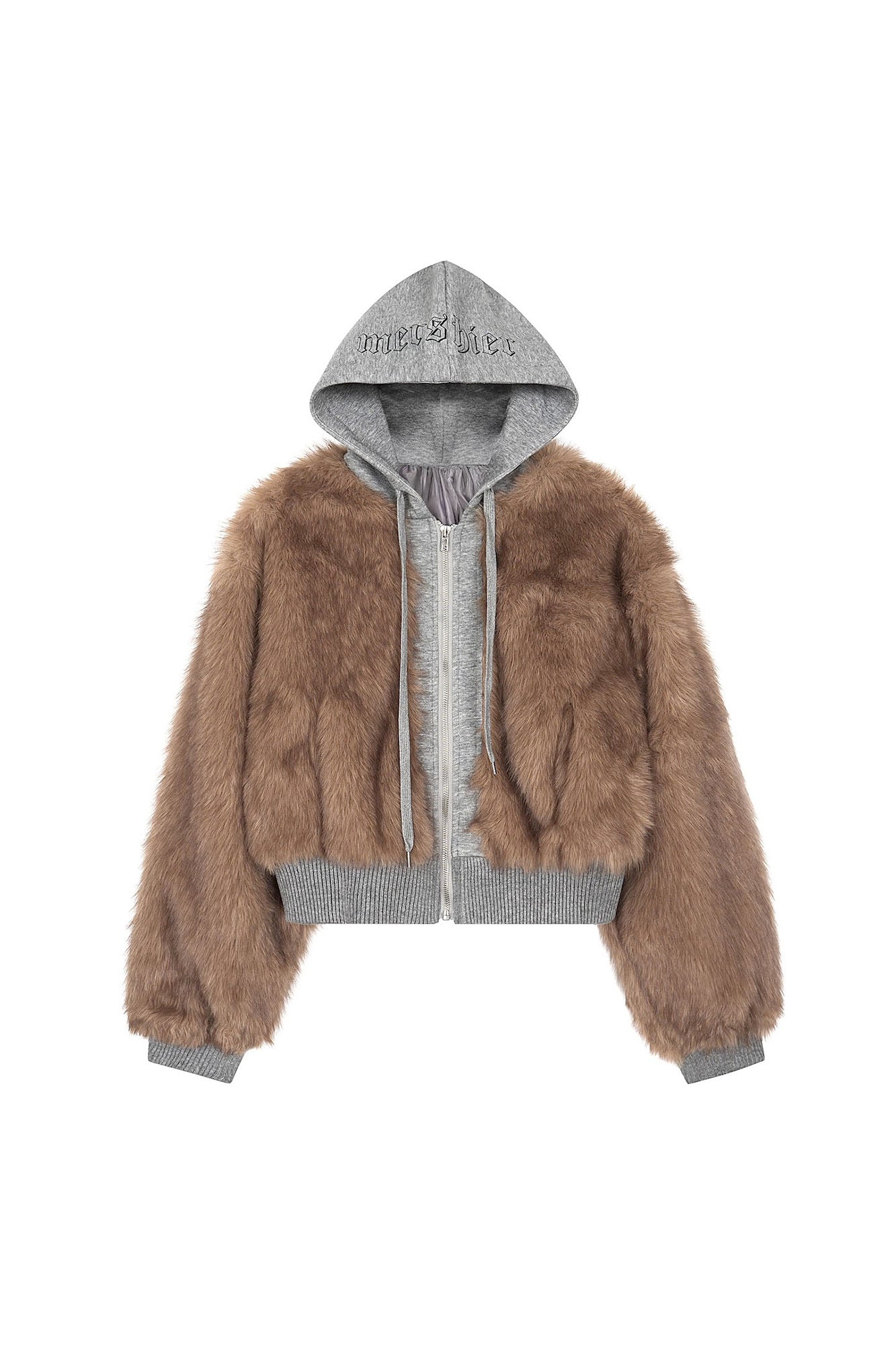 CLP Faux Fur Cropped Hooded Jacket