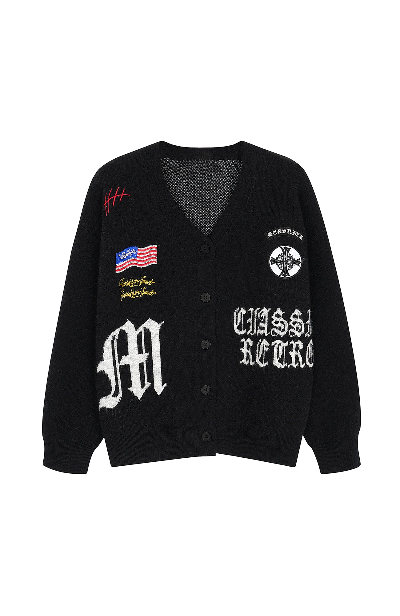 CLP Embroidered Patch Jacquard Cardigan