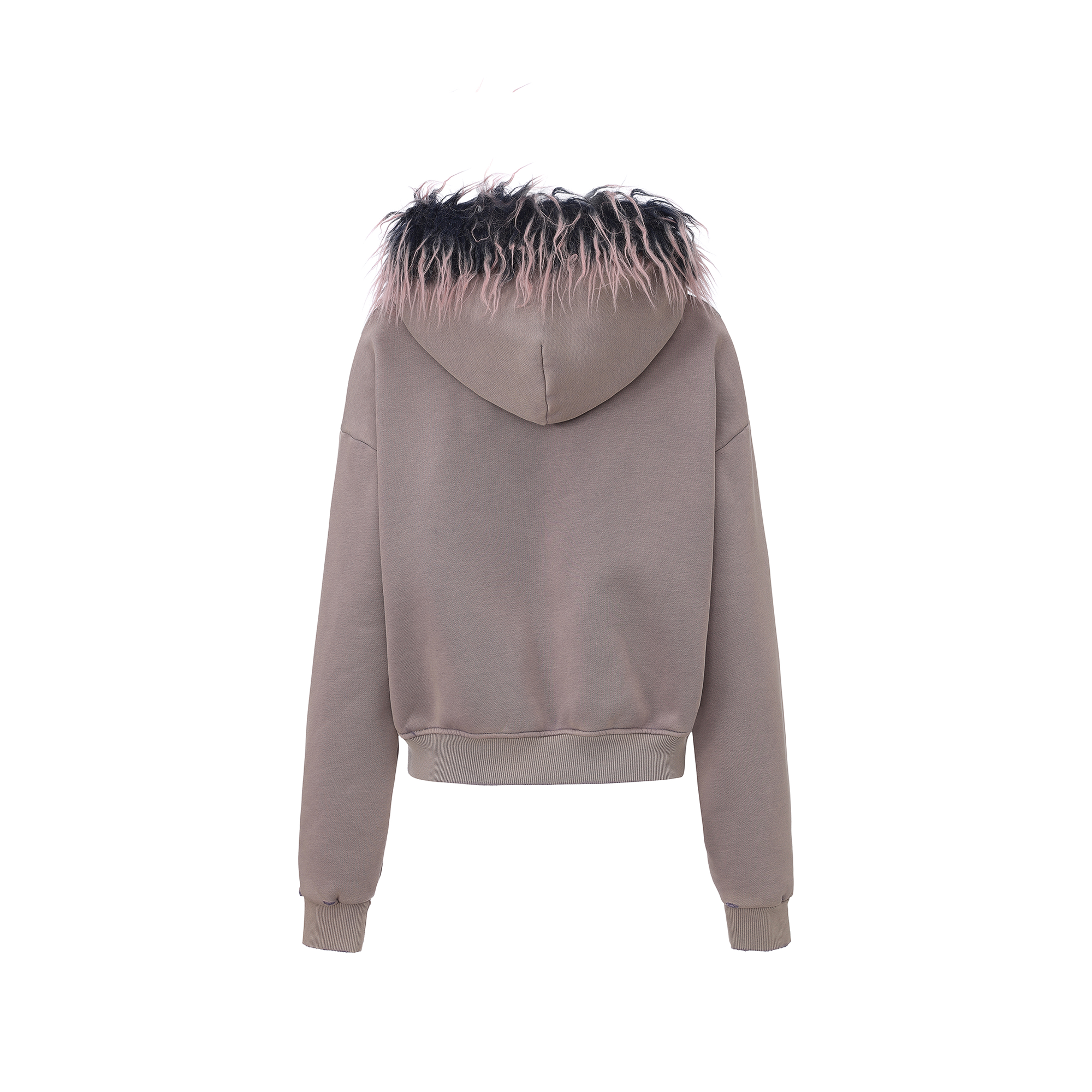 VANN VALRENCE Detachable Faux Fur Hood Distressed Jacket