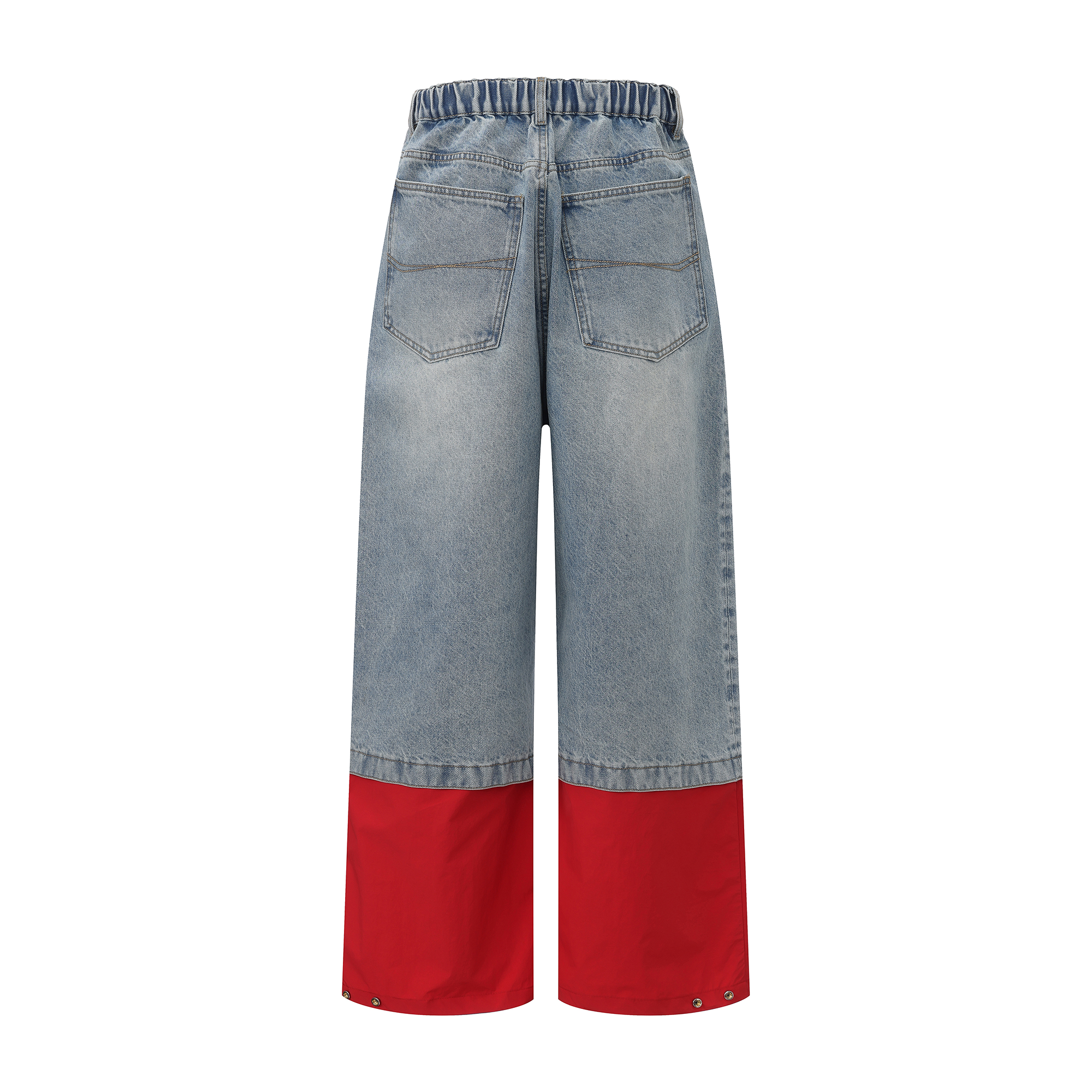 VANN VALRENCE Contrast Panel LOGO Patch Washed Jeans