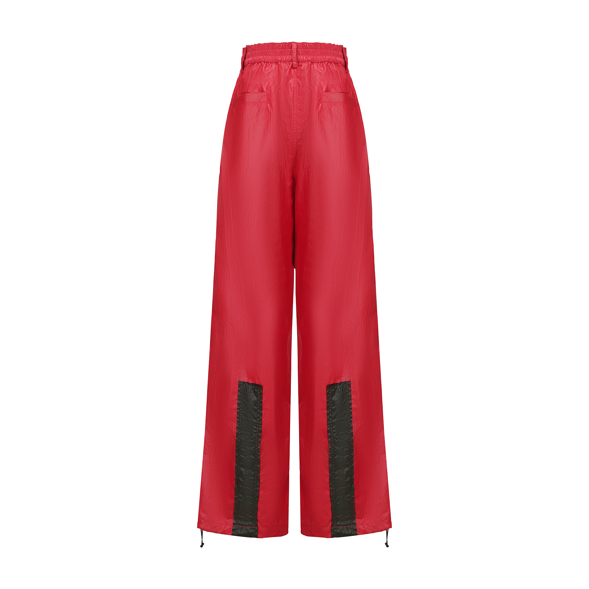 VANN VALRENCE Contrast Double-Knee Glossy Wide-Leg Pants