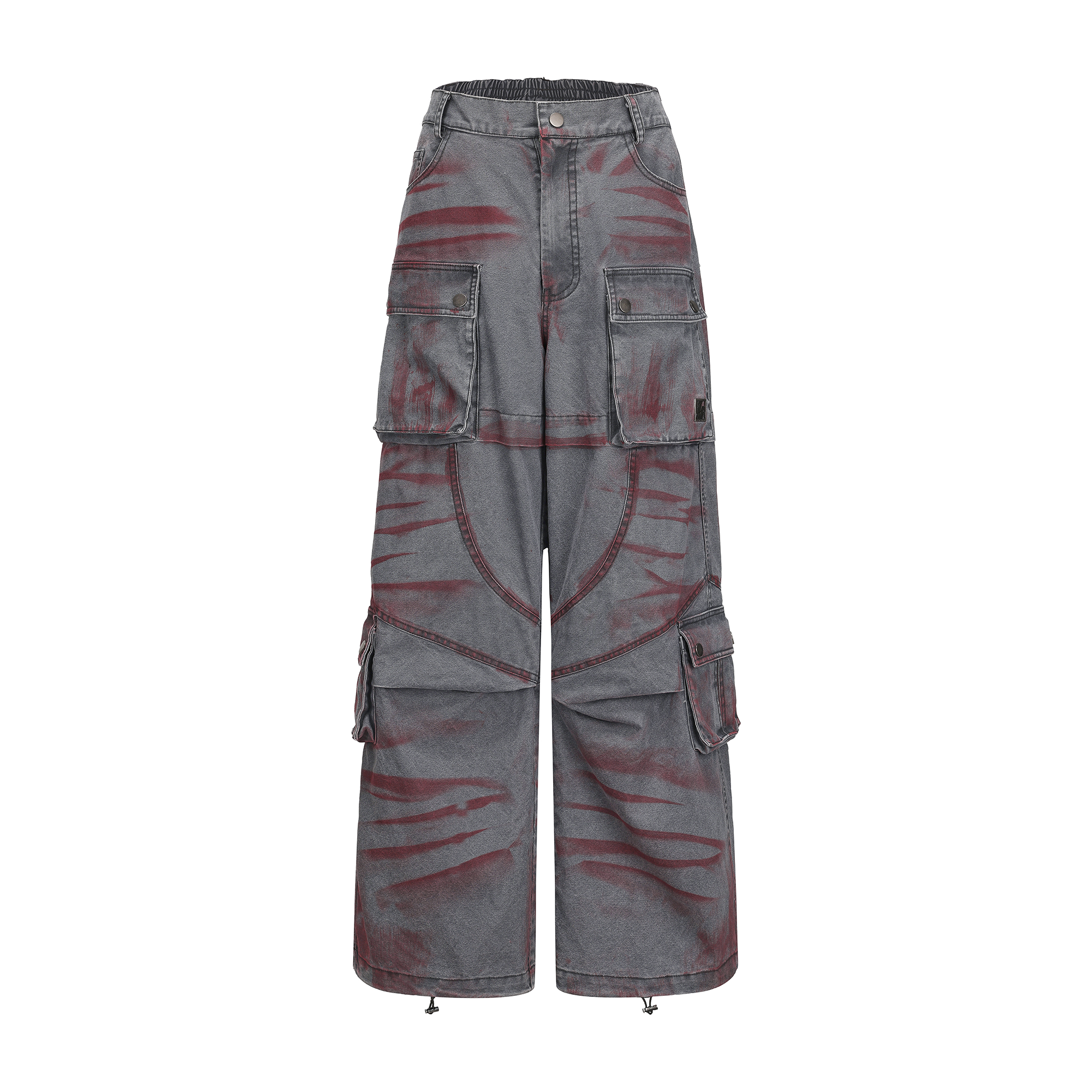 VANN VALRENCE Washed Distressed Multi-Pocket Utility Jeans