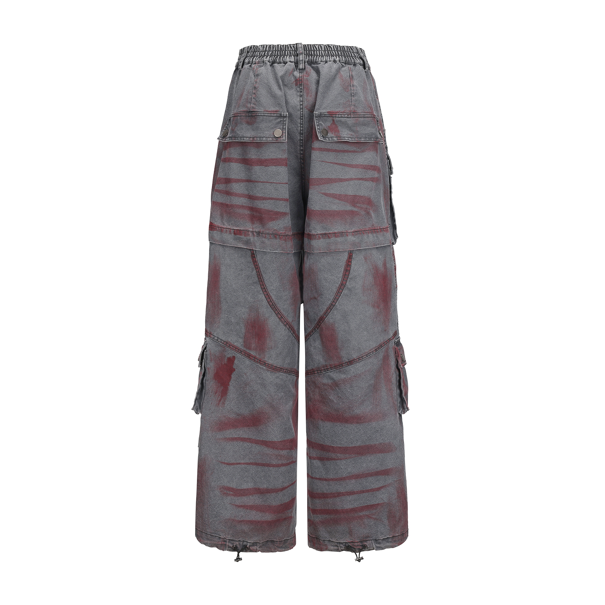 VANN VALRENCE Washed Distressed Multi-Pocket Utility Jeans
